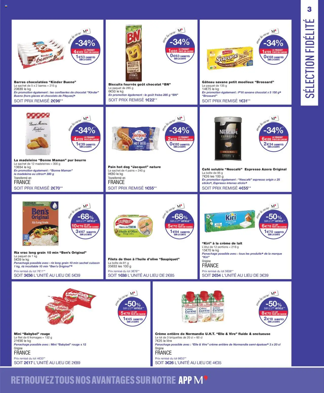 {H1} | Page: 3 | Produits: Fraise, Crème de lait, Kinder Bueno, Chocolat