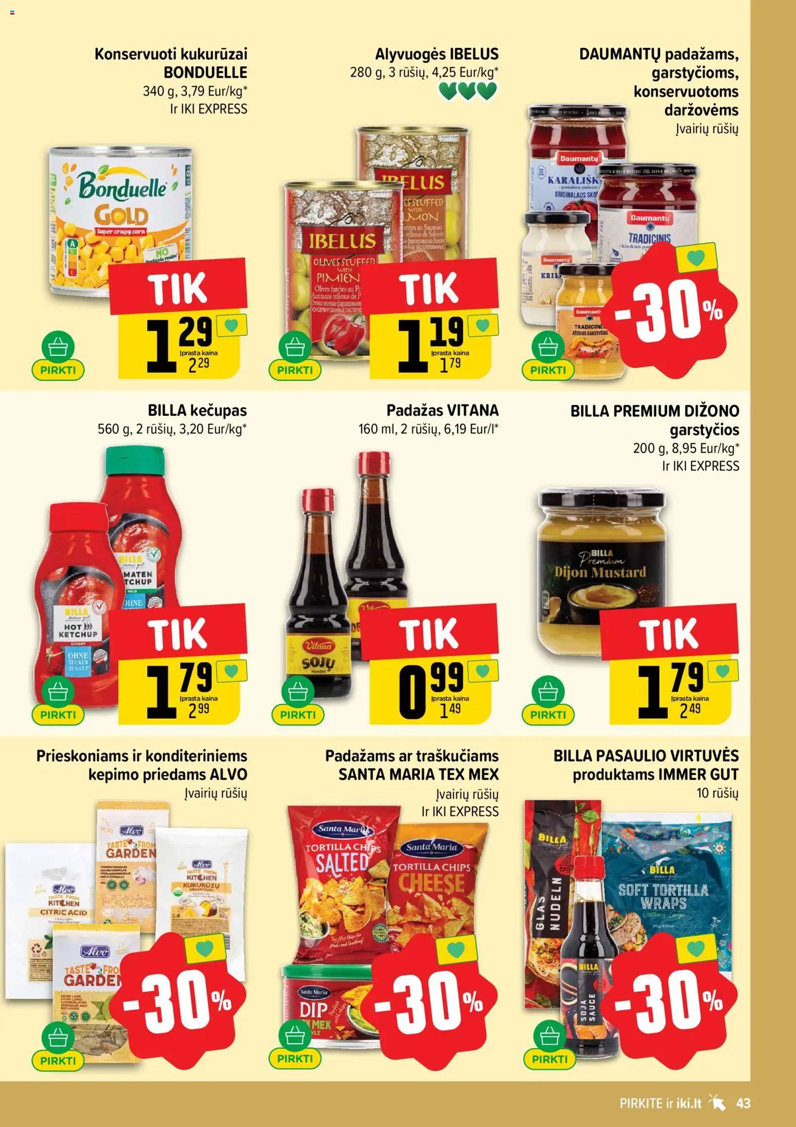 IKI akcijos nuo 27.04.2026 | Puslapis: 43 | Prekių: Kukurūzai, Padažas, Kečupas