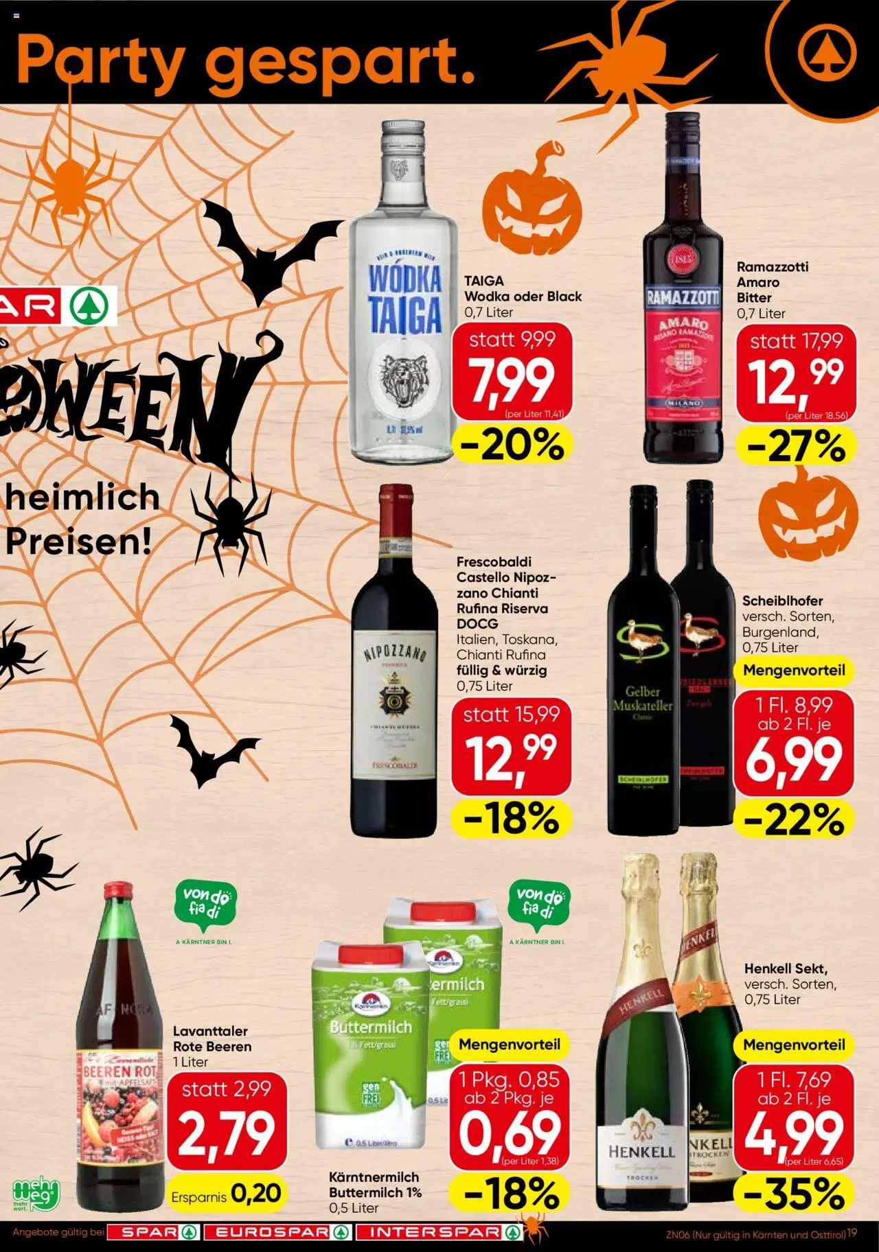 Spar Flugblatt - Kärnten gültig ab 09.10.2025 | Seite: 19 | Produkte: Wodka, Planche de surf