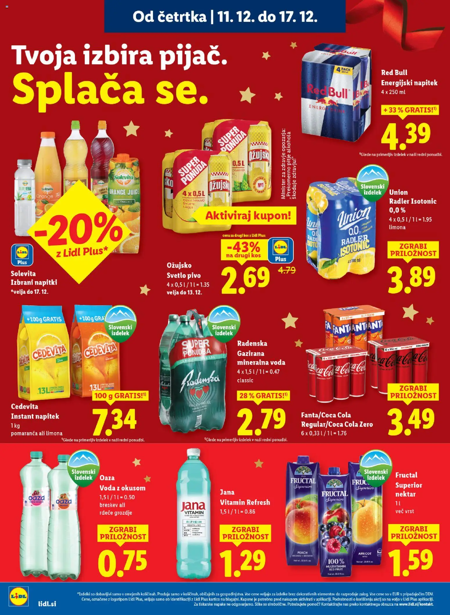 Novi Lidl katalog ponudbe – veljaven od 11.12.2025 | Stran: 10 | Izdelki: Grozdje, Radler, Mineralna voda, Limona