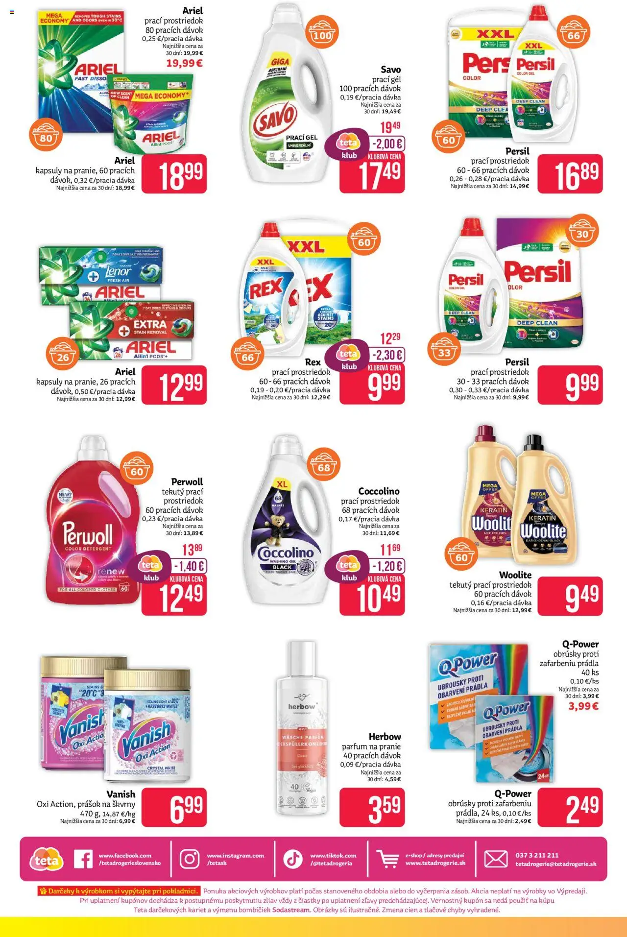 Teta drogerie leták │ platný od 18.08.2025 | Strana: 16 | Produkty: Persil, Vanish, Woolite, Coccolino