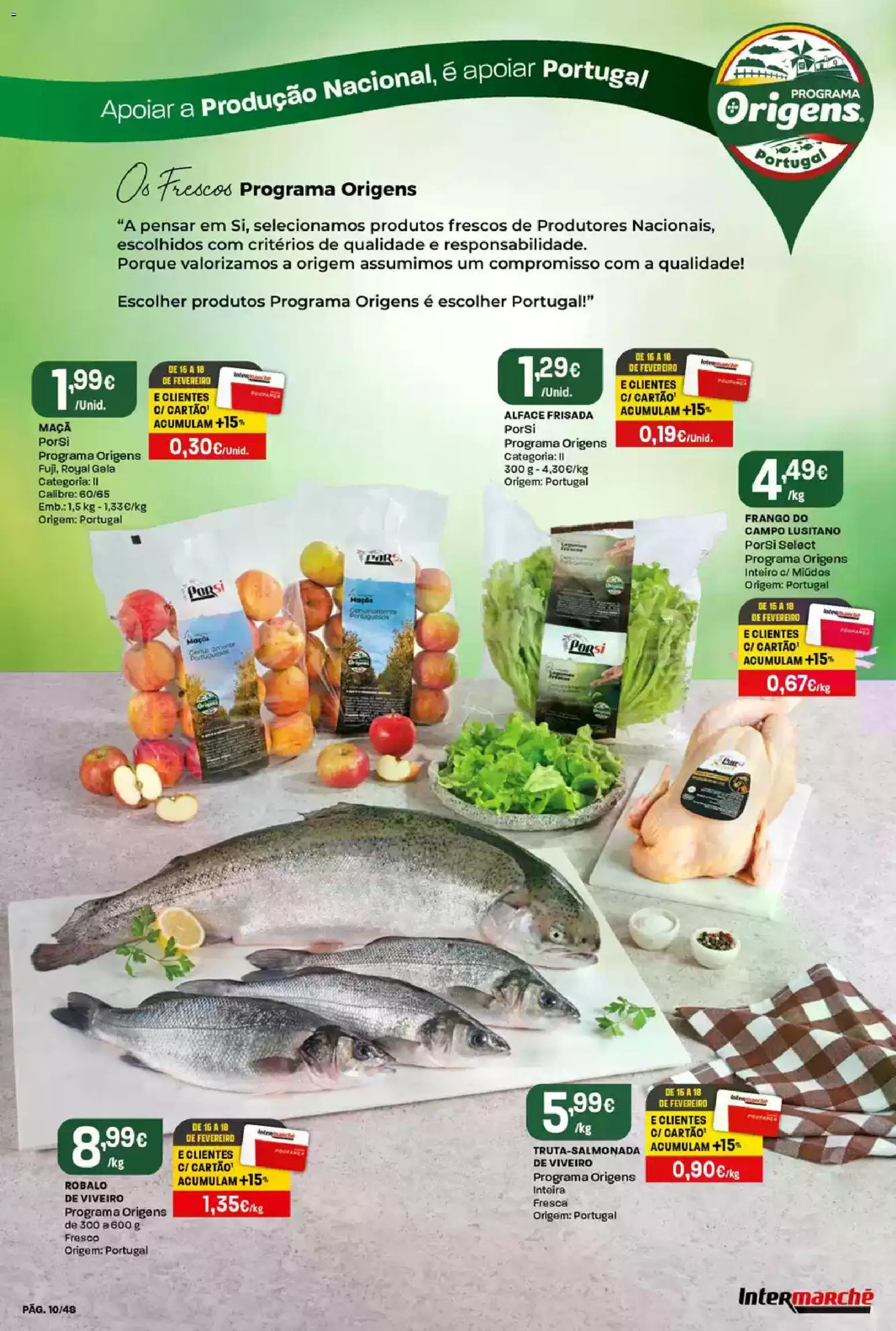 Intermarché folheto │ válido de 12.02.2026 | Página: 10 | Produtos: Frango, Maça, Alface
