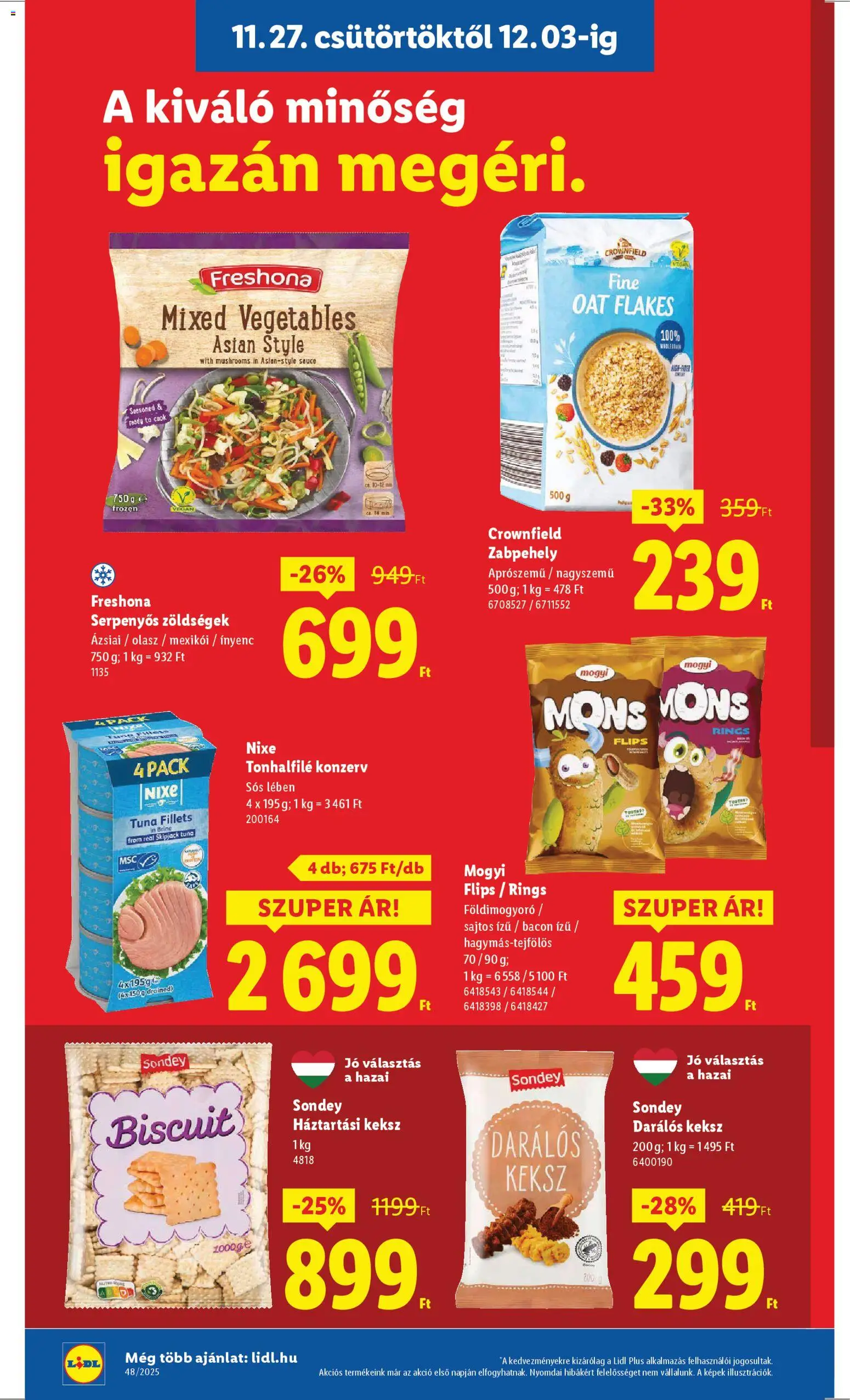 Lidl akciós ujság - amely érvényes a következő dátumtól: 27.11.2025 | Oldal: 8 | Termékek: Háztartási keksz, Bacon, Földimogyoró, Keksz