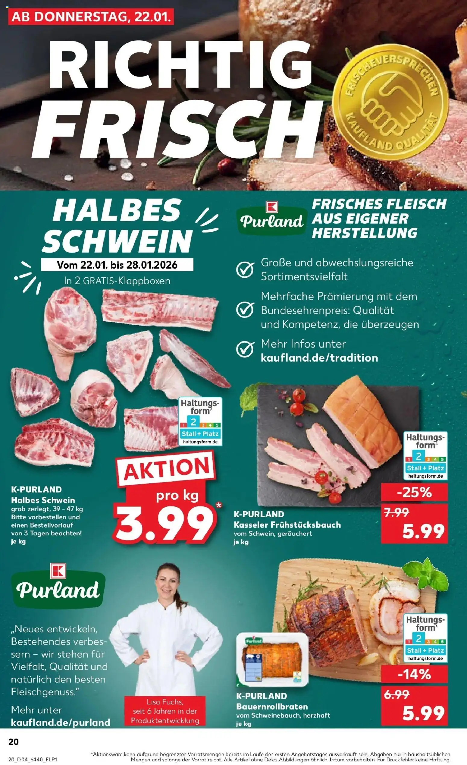Kaufland prospekt Rüsselsheim Am Main	 – gültig ab 22.01.2026 | Seite: 20 | Produkte: Fleisch