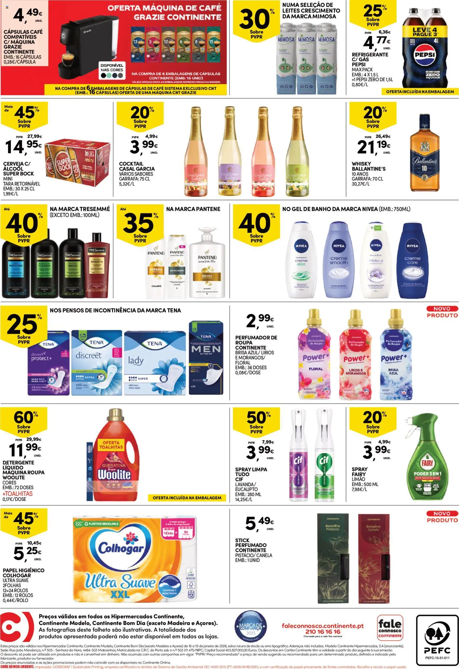 Continente - Fim de Semana │ válido de 16.01.2026 | Página: 4 | Produtos: Whisky, Super bock, Detergente, Açúcar
