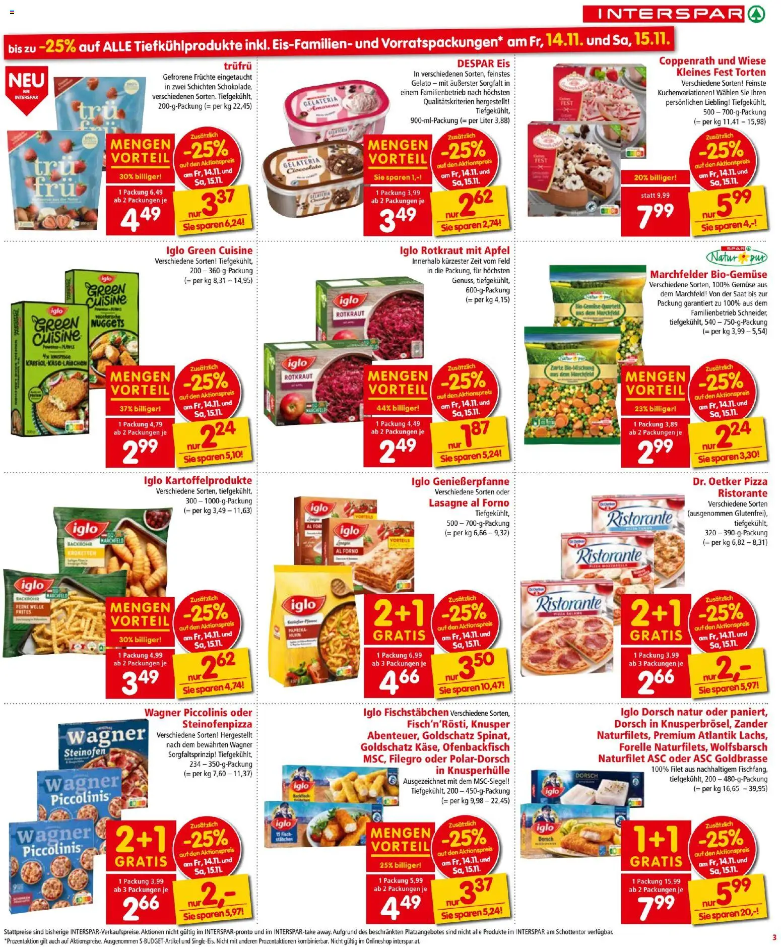 Interspar Flugblatt gültig ab 13.11.2025 | Seite: 3 | Produkte: Eis, Gemüse, Pizza, Äpfel