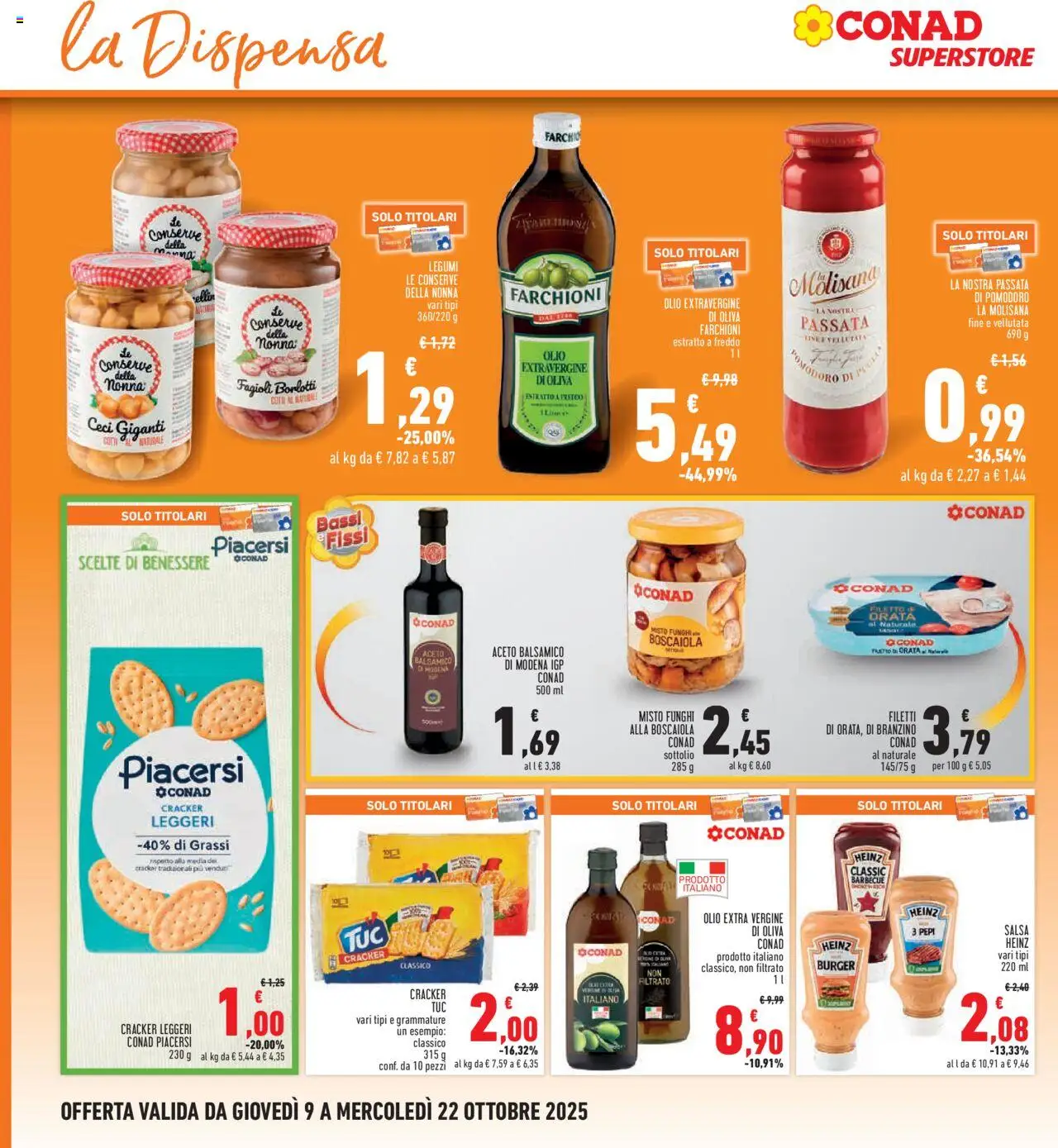 Volantino Conad del 09.10.2025 | Pagina: 16 | Prodotti: Legumi, Fagioli, Branzino, Passata di pomodoro