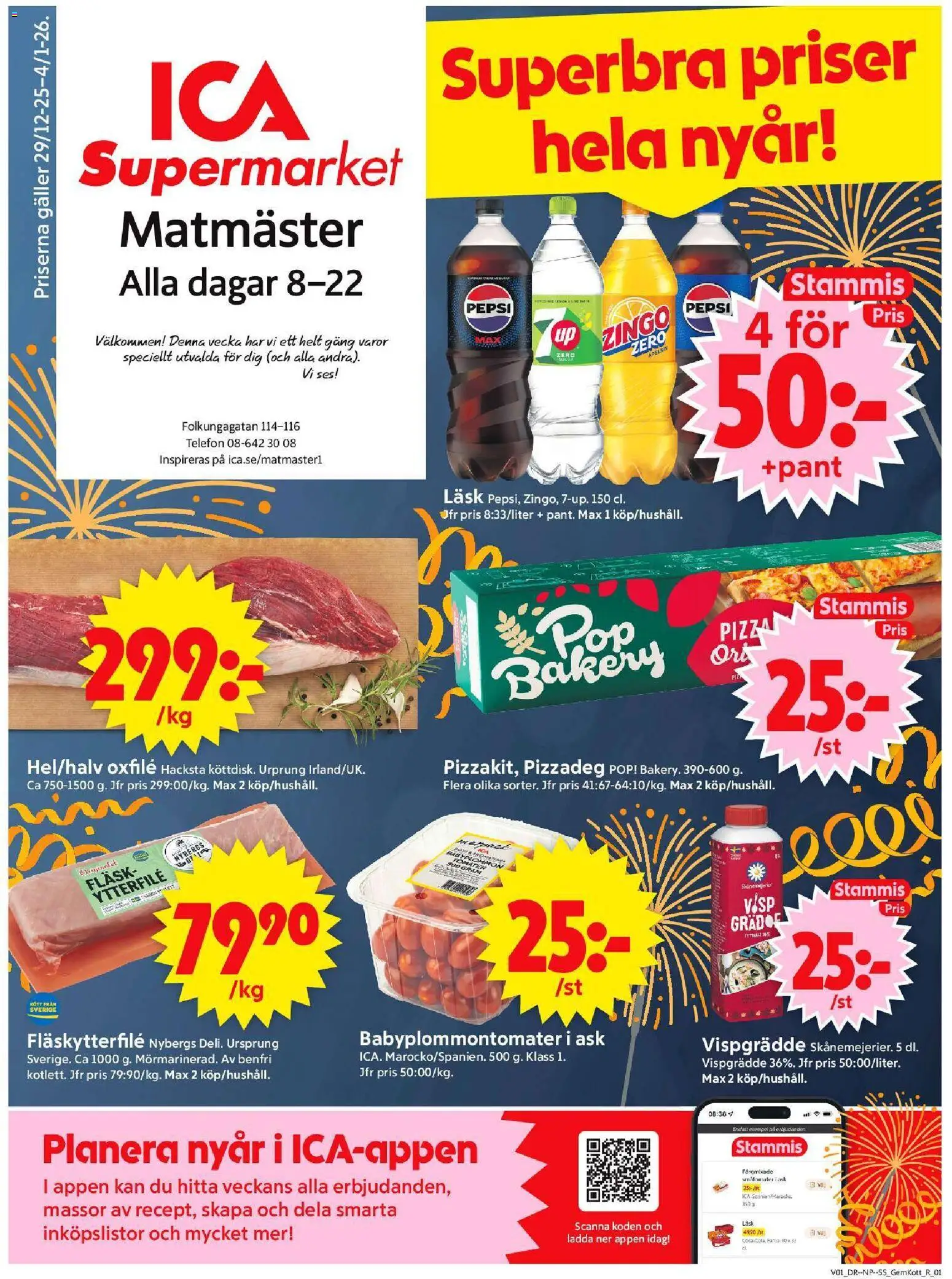 ICA Supermarket reklamblad aktuell från 30.12.2025 | Sida: 1 | Produkter: Visp, Zingo, Fläskytterfilé, Tomater