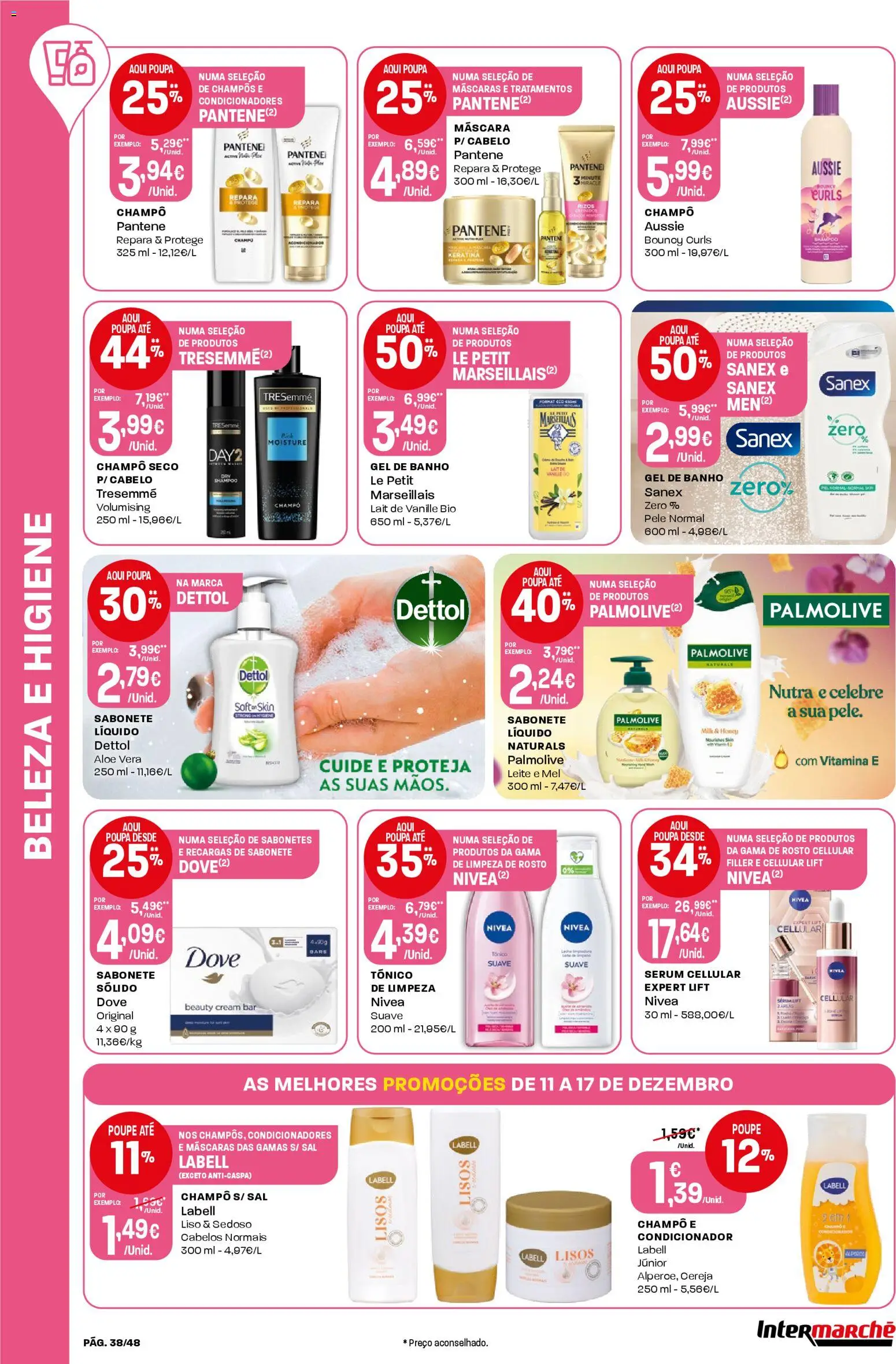 Intermarché folheto │ válido de 11.12.2025 | Página: 38 | Produtos: Gel de banho, Sal, Sérum, Mel