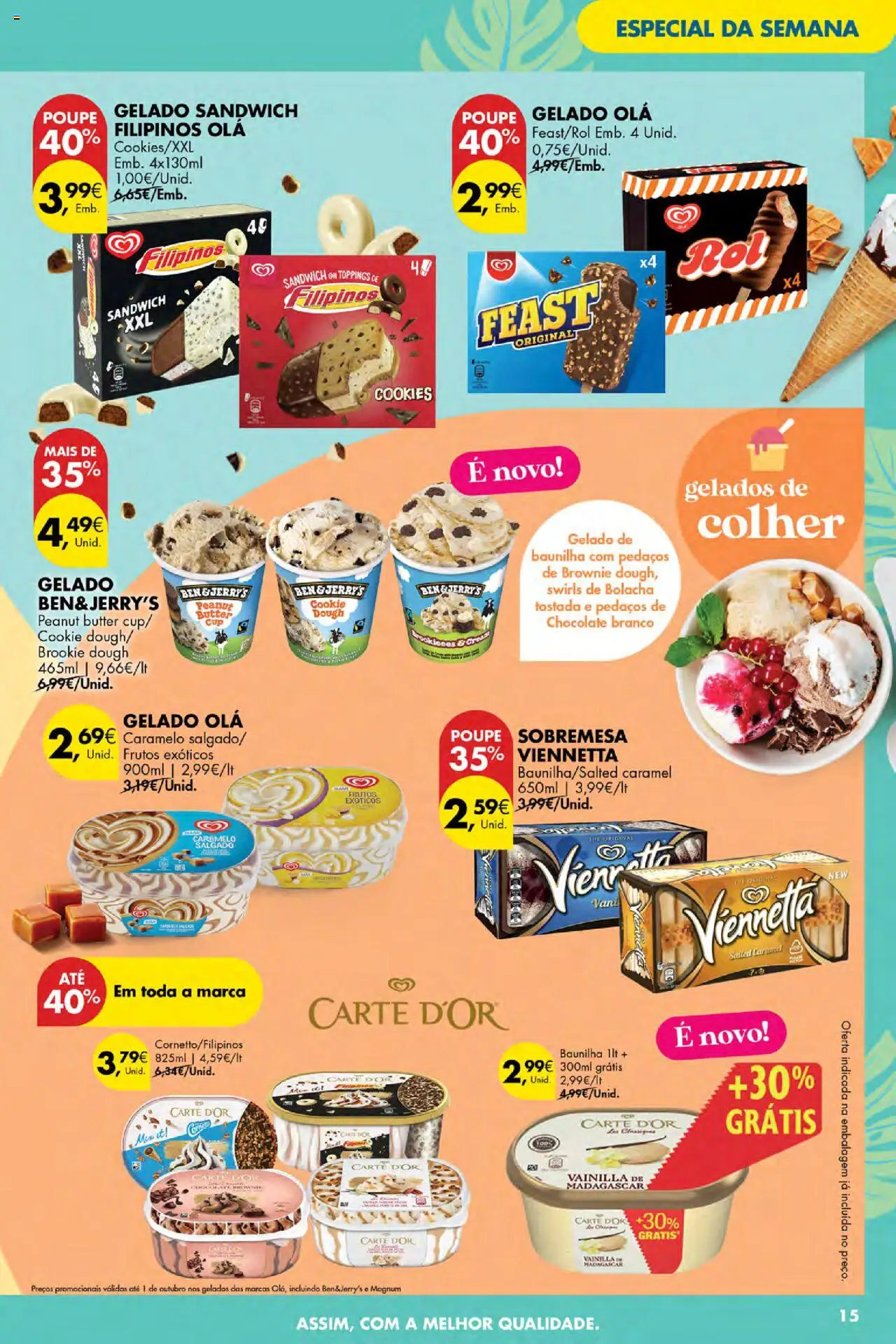Pingo Doce Poupe Esta Semana Açores │ válido de 24.07.2025 | Página: 15 | Produtos: Filipinos, Gelado, Chocolate, Gelado sandwich