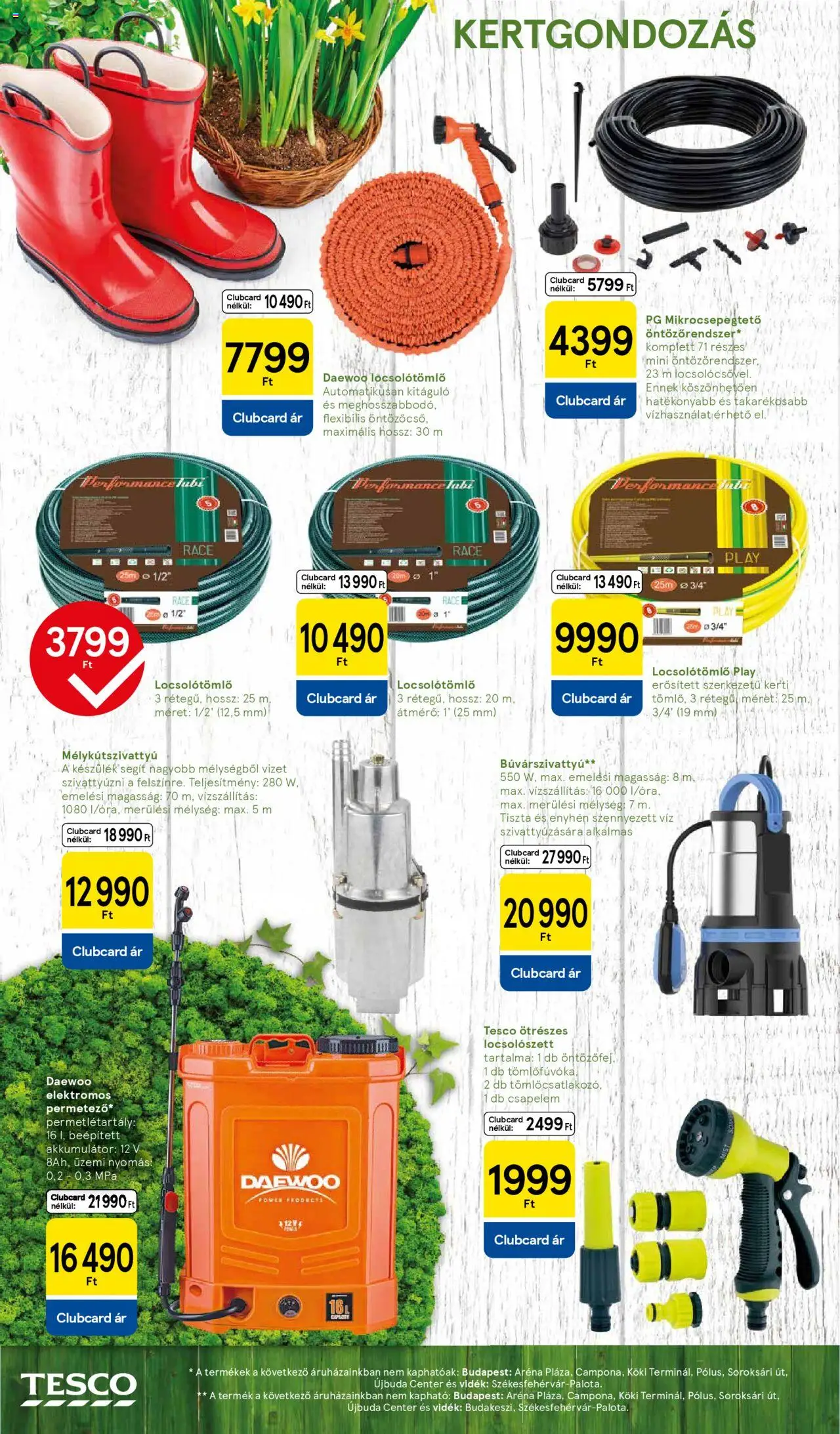 Tesco akciós ujság - amely érvényes a következő dátumtól: 04.06.2025 | Oldal: 16 | Termékek: Búvárszivattyú, Akkumulátor, Locsolótömlő