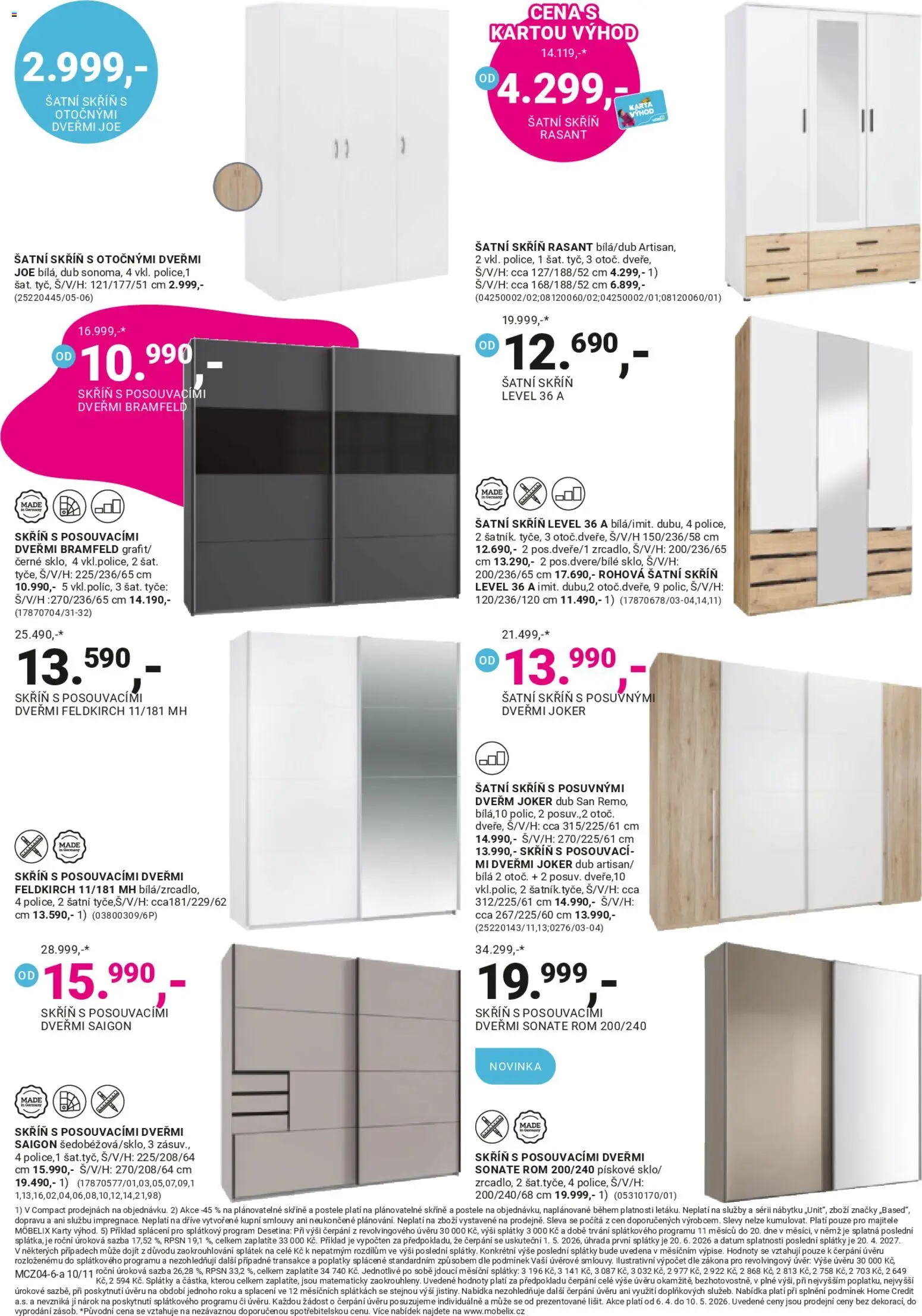 Möbelix leták od 06.04.2026 | Strana: 10 | Produkty: Postele, Šatní skříň, Karty, Skříň