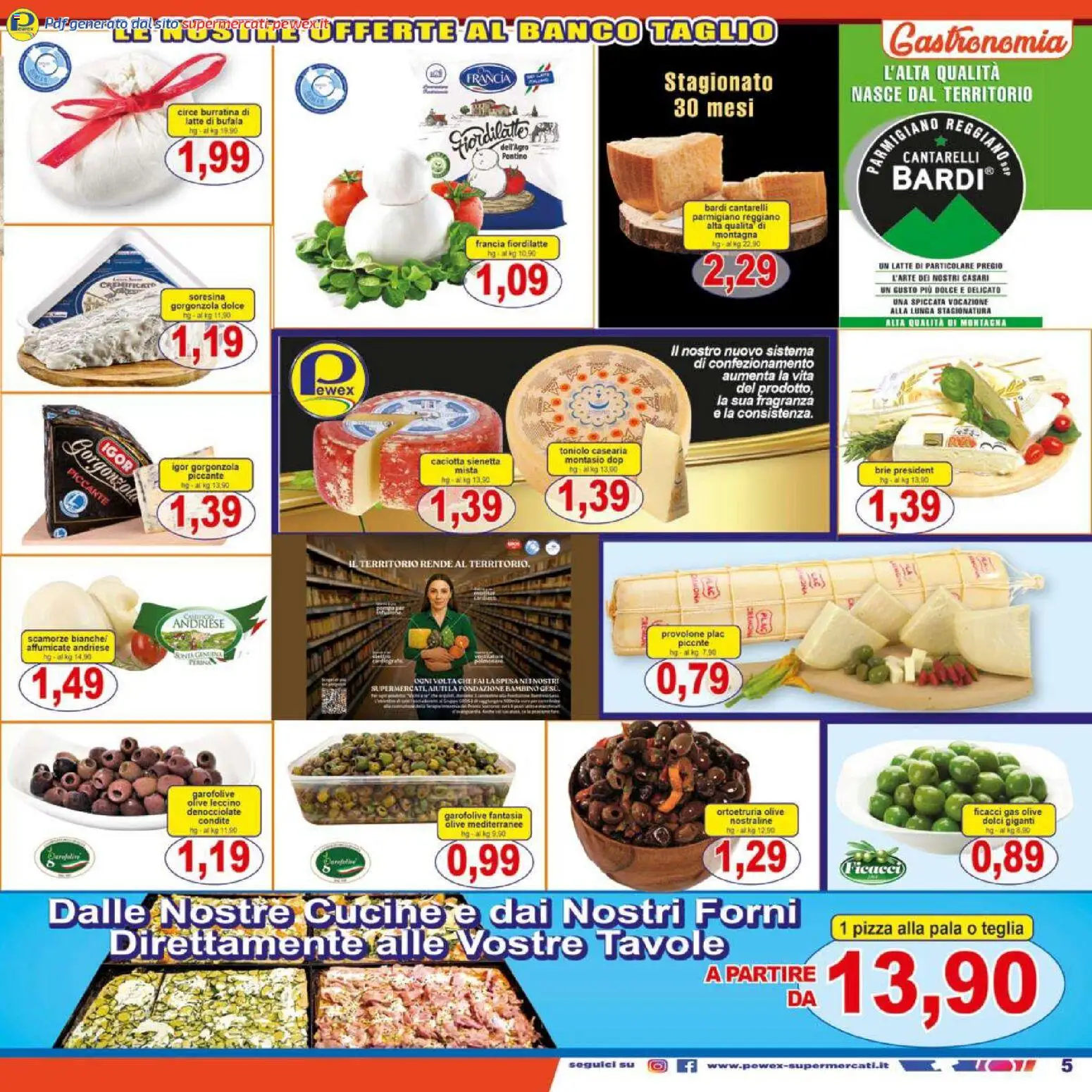 Volantino Pewex del 27.12.2025 | Pagina: 5 | Prodotti: Provolone, Cucine, Olive, Parmigiano reggiano