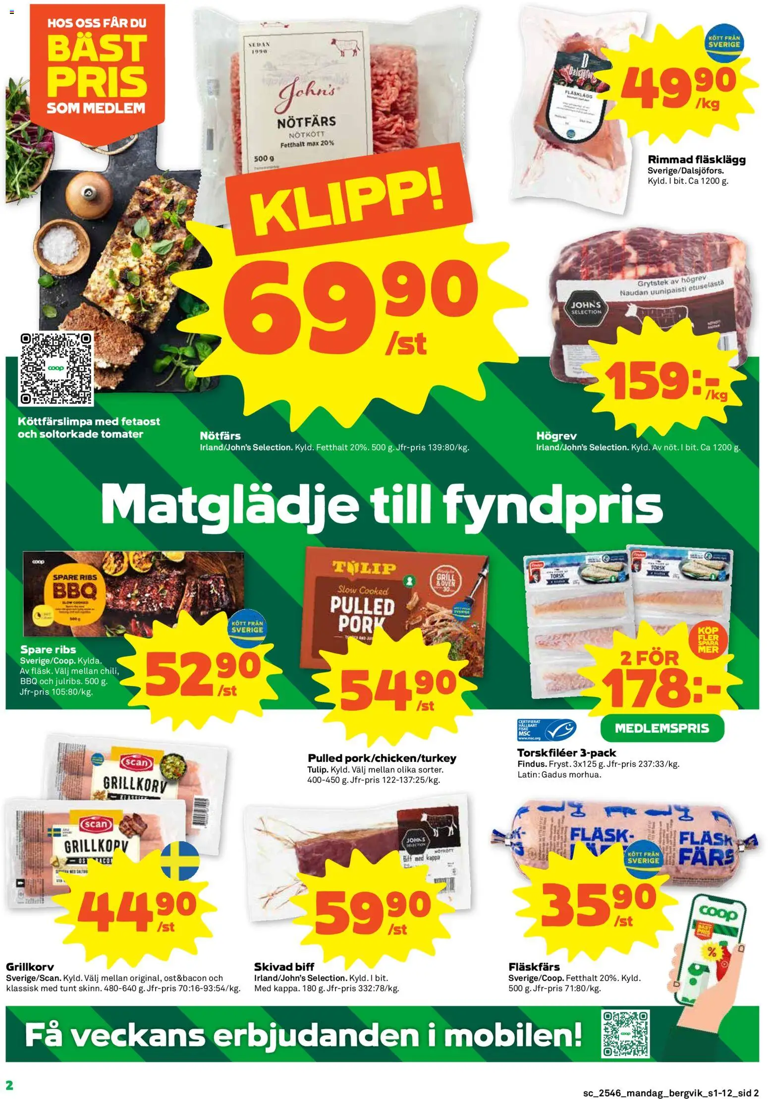 Stora Coop reklamblad aktuell från 10.11.2025 | Sida: 2 | Produkter: Nötfärs, Grillkorv, Tomater, Nötkött