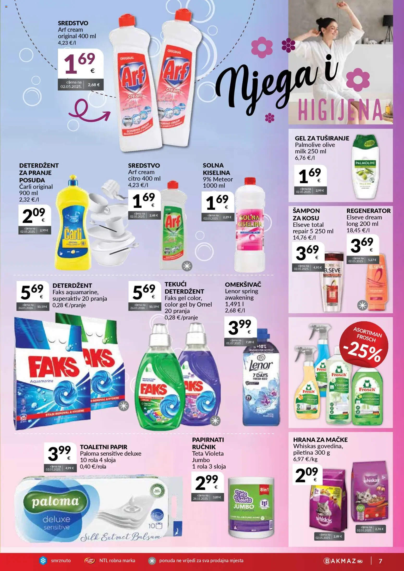 Bakmaz katalog | vrijedi od 15.04.2026 | Stranica: 7 | Proizvodi: Faks, Regenerator, Hrana za mačke, Lenor
