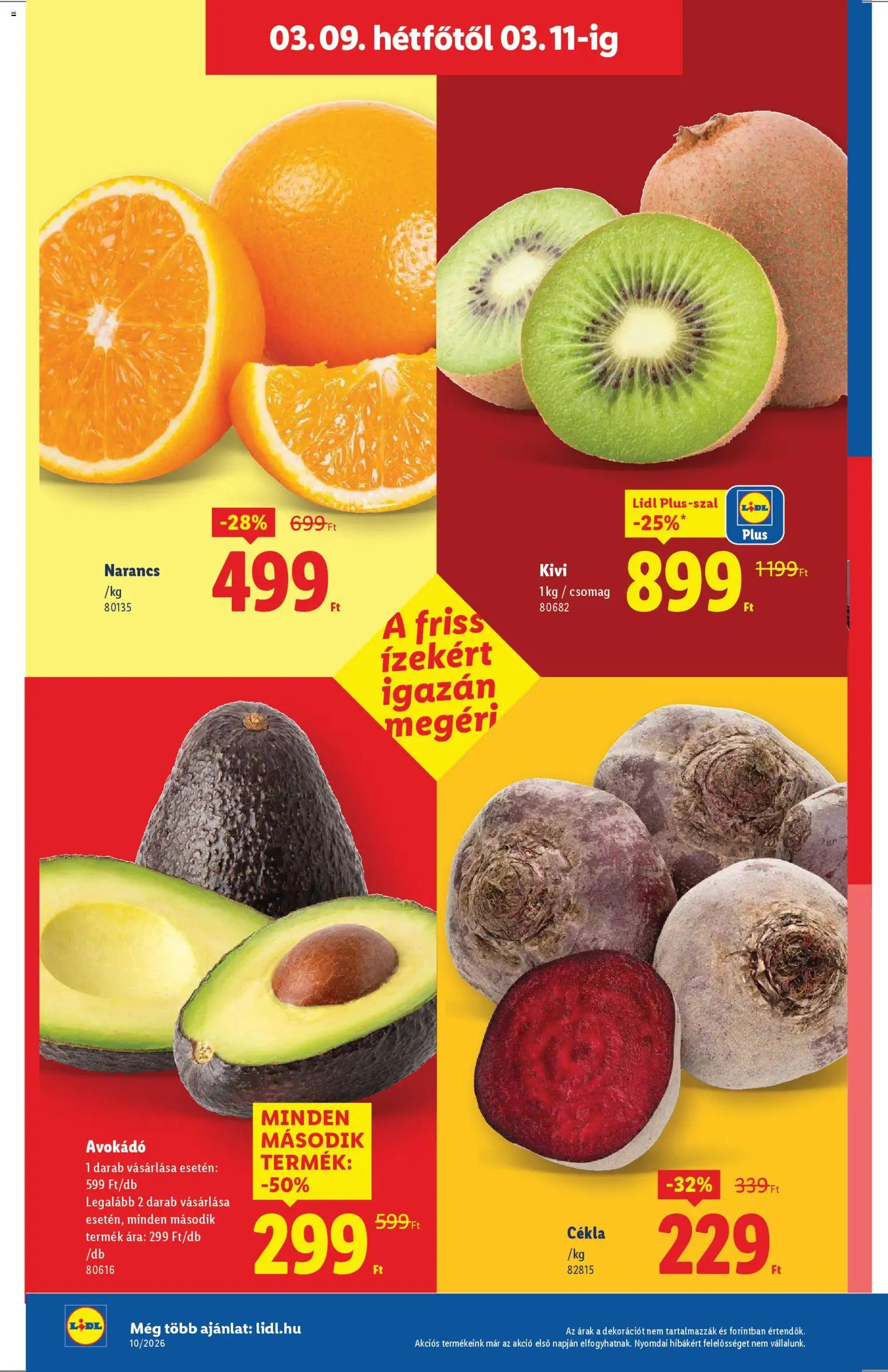 Lidl akciós ujság - amely érvényes a következő dátumtól: 05.03.2026 | Oldal: 52 | Termékek: Cékla, Narancs, Avokádó