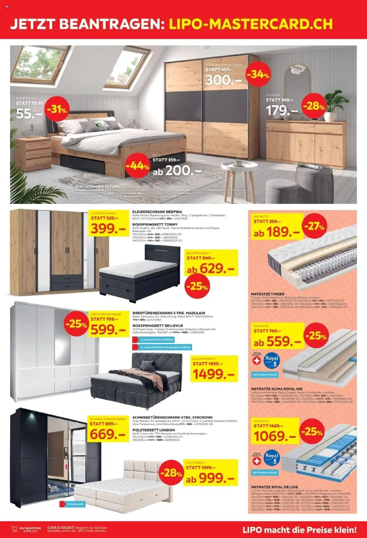 Lipo Aktionen ab 17.06.2025 | Seite: 3 | Produkte: Matratze, Kommode, Drehtürenschrank, Bett