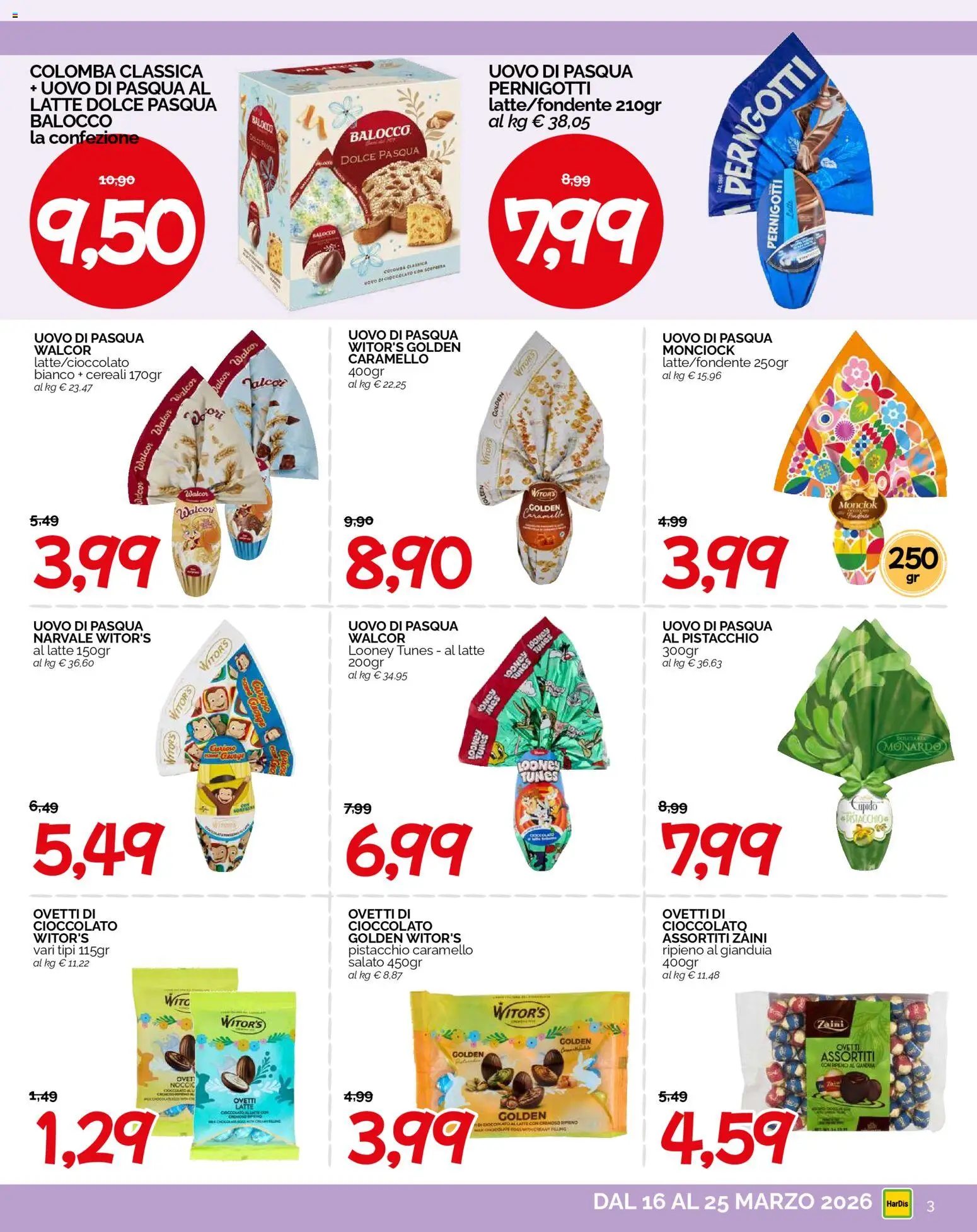Volantino HarDis del 16.03.2026 | Pagina: 3 | Prodotti: Cioccolato, Caramelle, Cereali, Uovo di pasqua