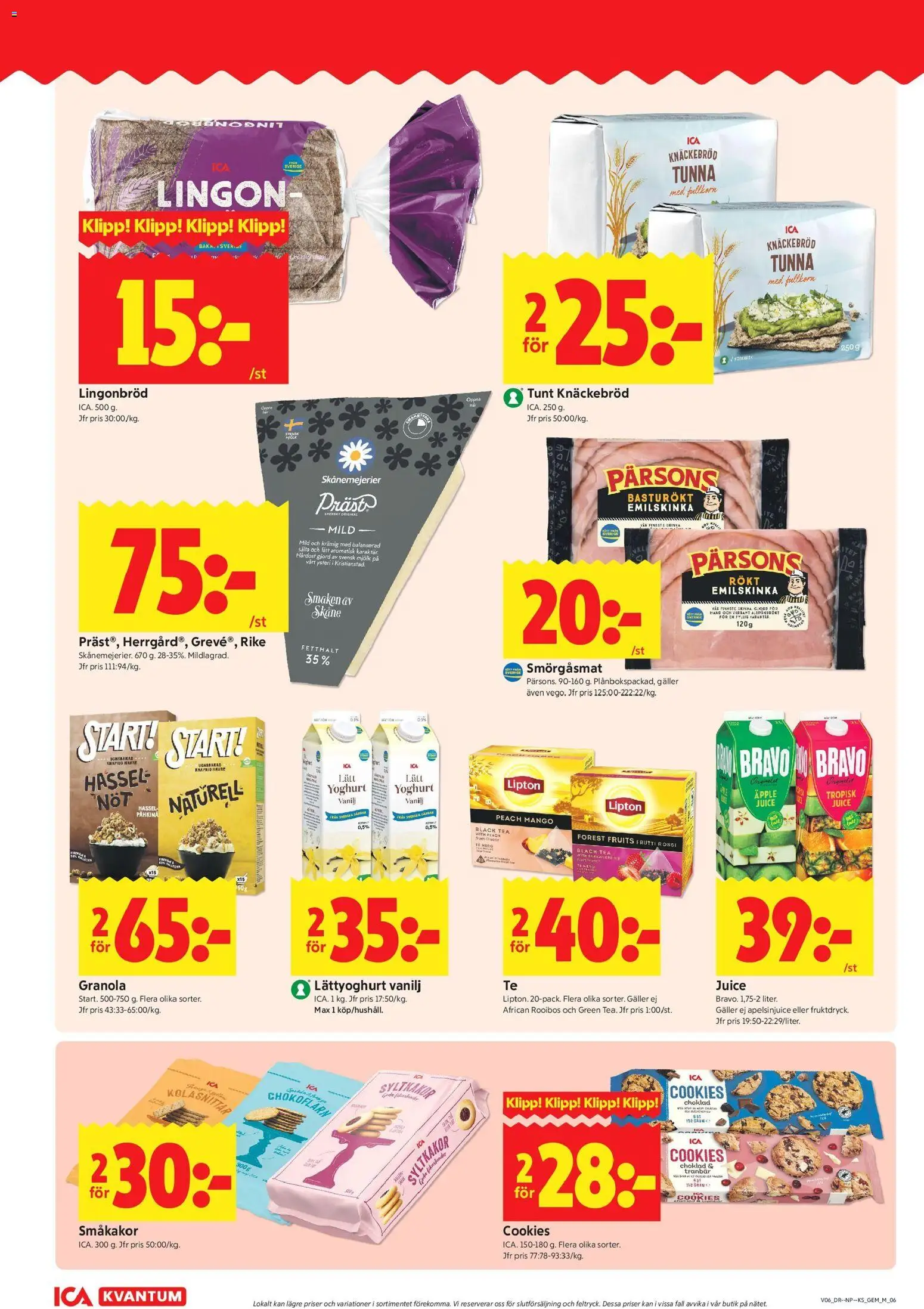 ICA Kvantum reklamblad aktuell från 02.02.2026 | Sida: 6 | Produkter: Knäckebröd, Juice, Granola, Mango