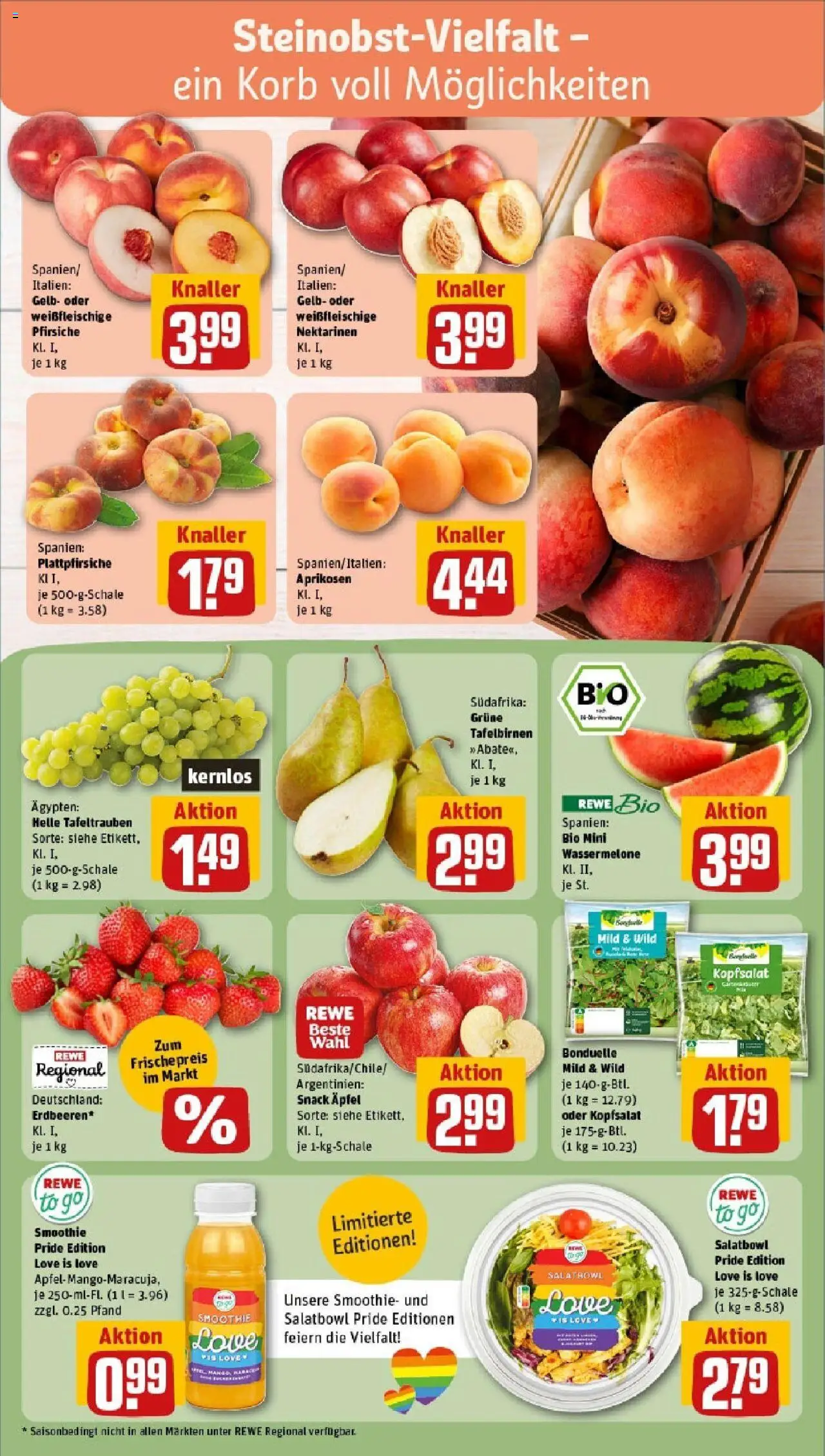 Rewe prospekt Paderborn / Elsen	 - gültig ab dem 08.06.2025 | Seite: 6 | Produkte: Nektarinen, Korb, Äpfel, Apple