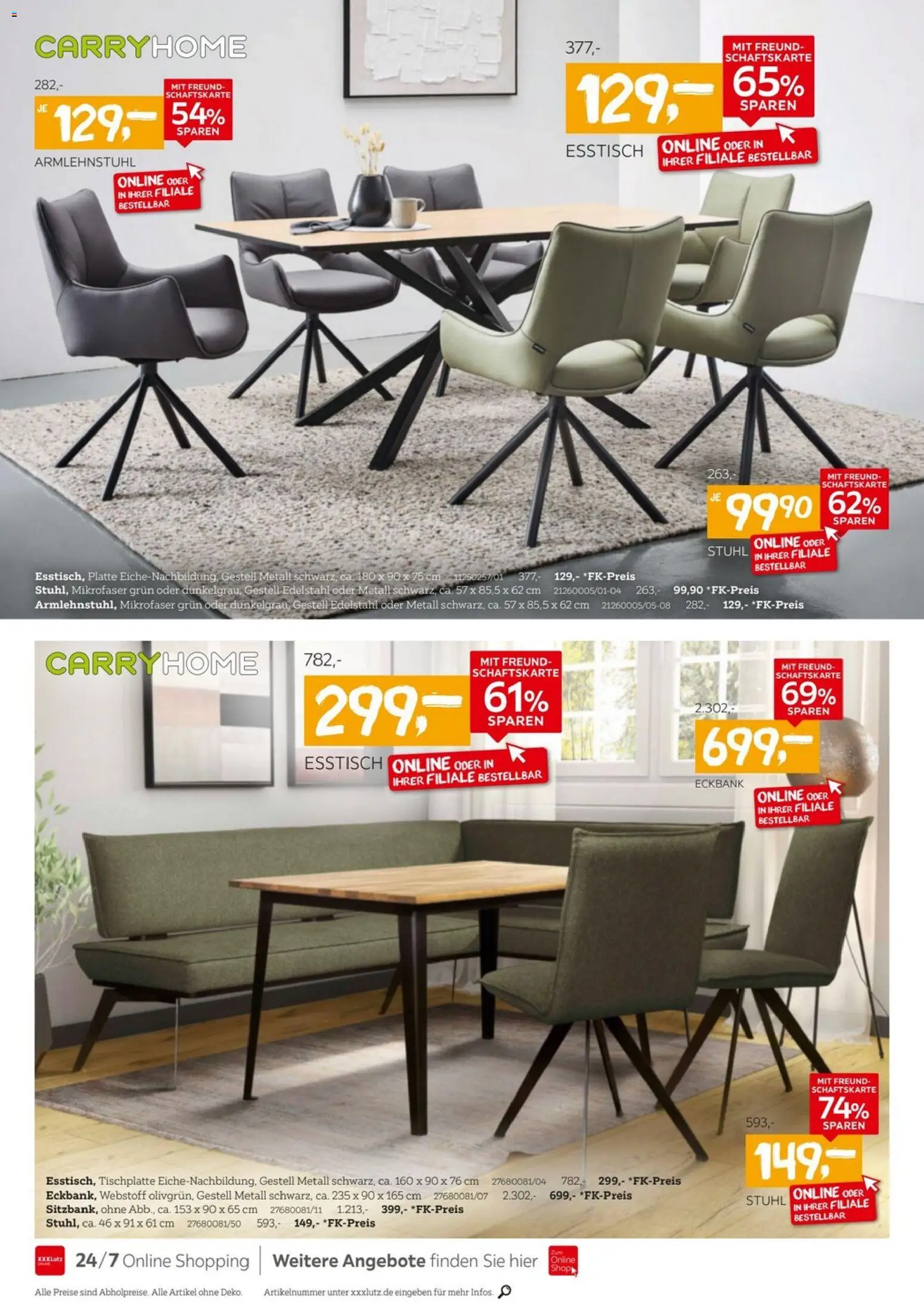 XXXLutz Speisen Preishits – gültig ab 04.04.2026 | Seite: 10 | Produkte: Esstisch, Eckbank, Stuhl