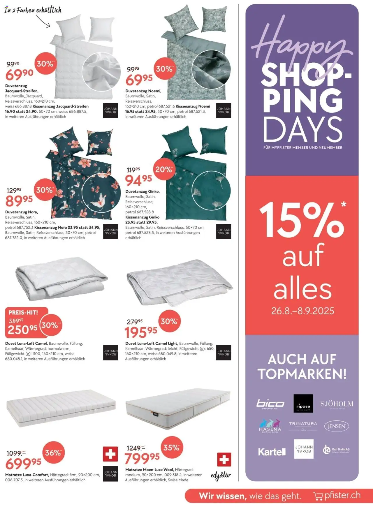 Pfister Aktionen ab 26.08.2025 | Seite: 3 | Produkte: Matratze