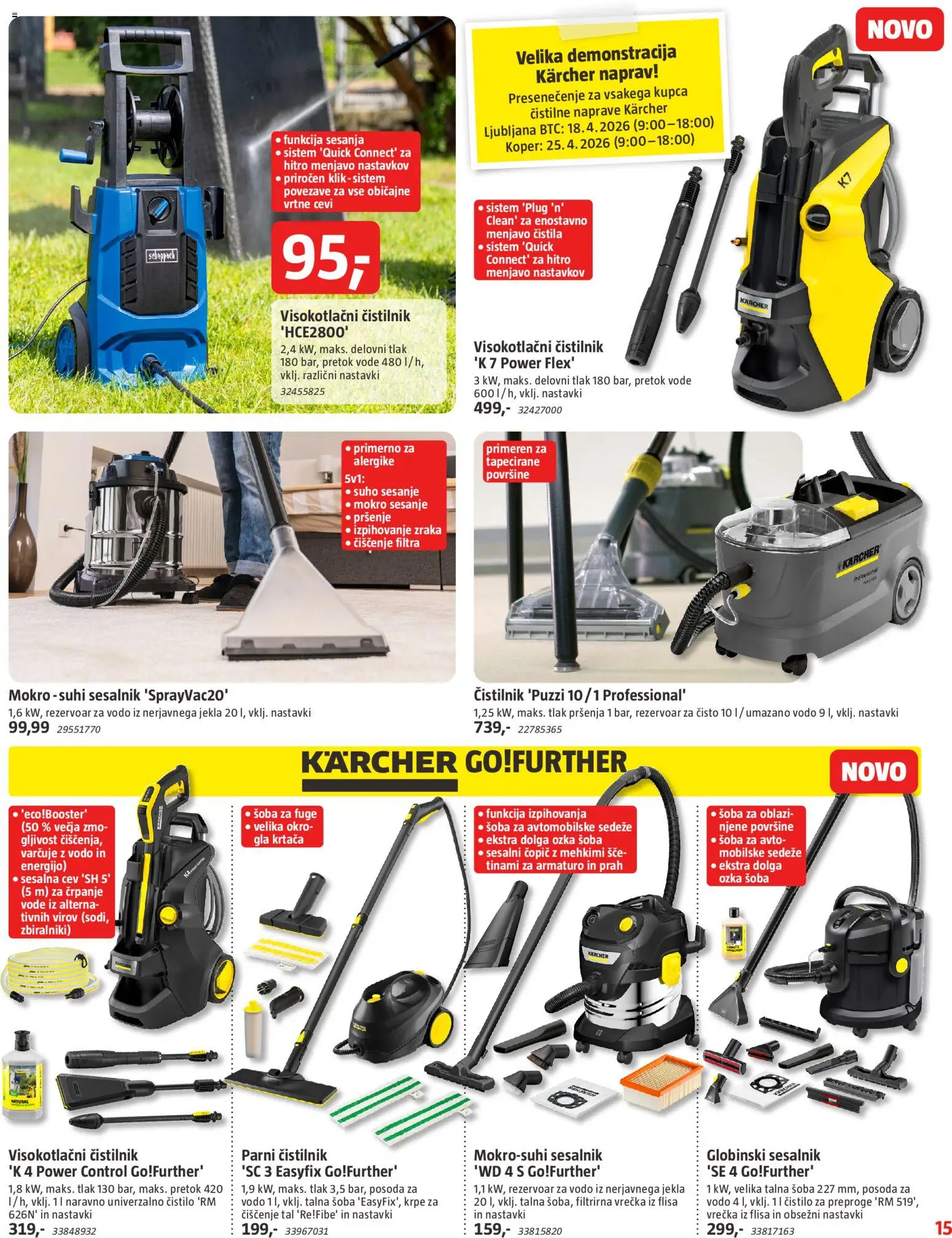 Novi Bauhaus katalog ponudbe – veljaven od 15.04.2026 | Stran: 15 | Izdelki: Čistila, Copic, Sesalnik, Visokotlačni čistilnik