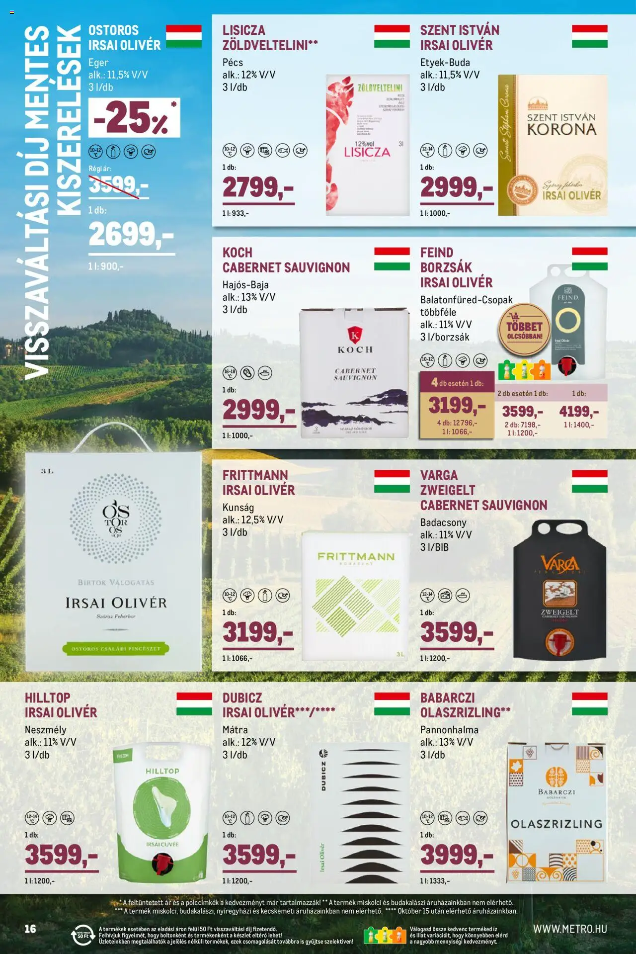 Metro akciós ujság - amely érvényes a következő dátumtól: 01.10.2025 | Oldal: 16 | Termékek: Egér, Fehérbor