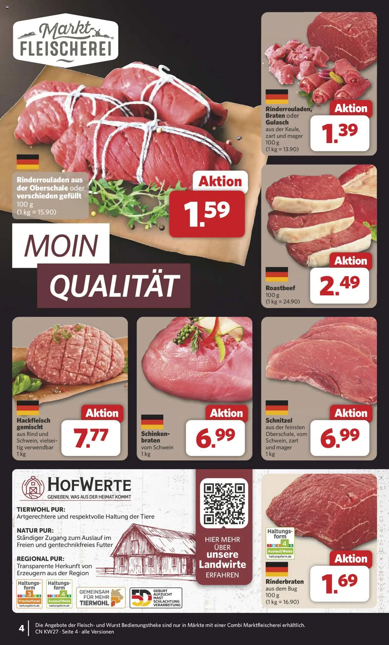 Combi Prospekt 	 - gültig ab dem 30.06.2025 | Seite: 4 | Produkte: Rinderbraten, Roastbeef, Fleisch, Hackfleisch