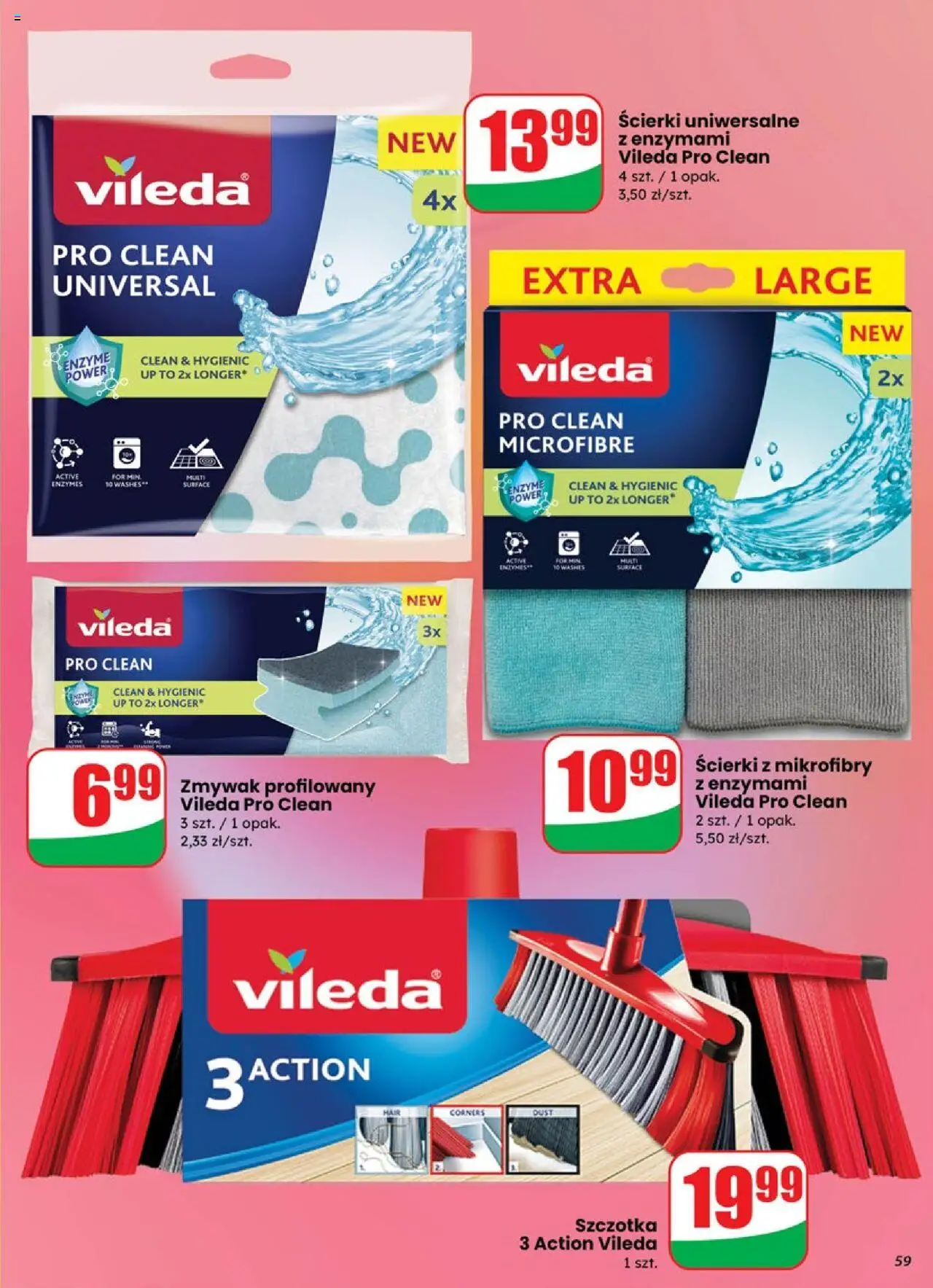 Dino Gazetka od 08.10.2025 | Strona: 59 | Produkty: Ścierki z mikrofibry, Szczotka, Vileda