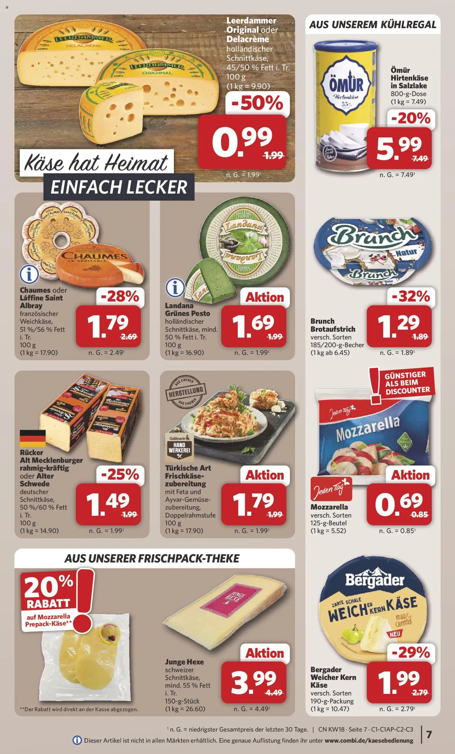 Combi Prospekt 	 – gültig ab 27.04.2026 | Seite: 7 | Produkte: Feta, Käse, Mozzarella, Frischkase