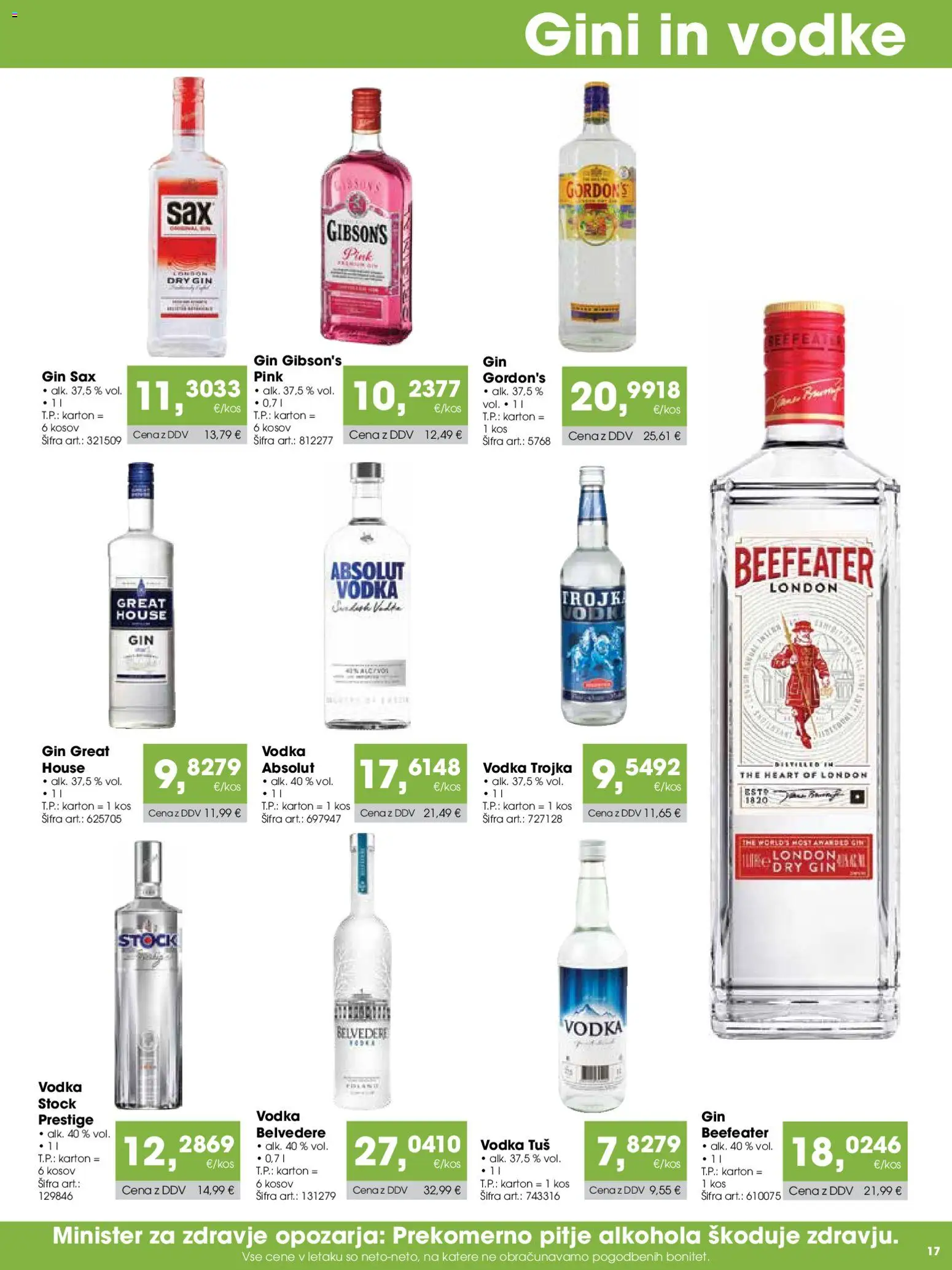 Novi Tuš katalog ponudbe – veljaven od 07.01.2026 | Stran: 17 | Izdelki: Kos, Gin, Vodka