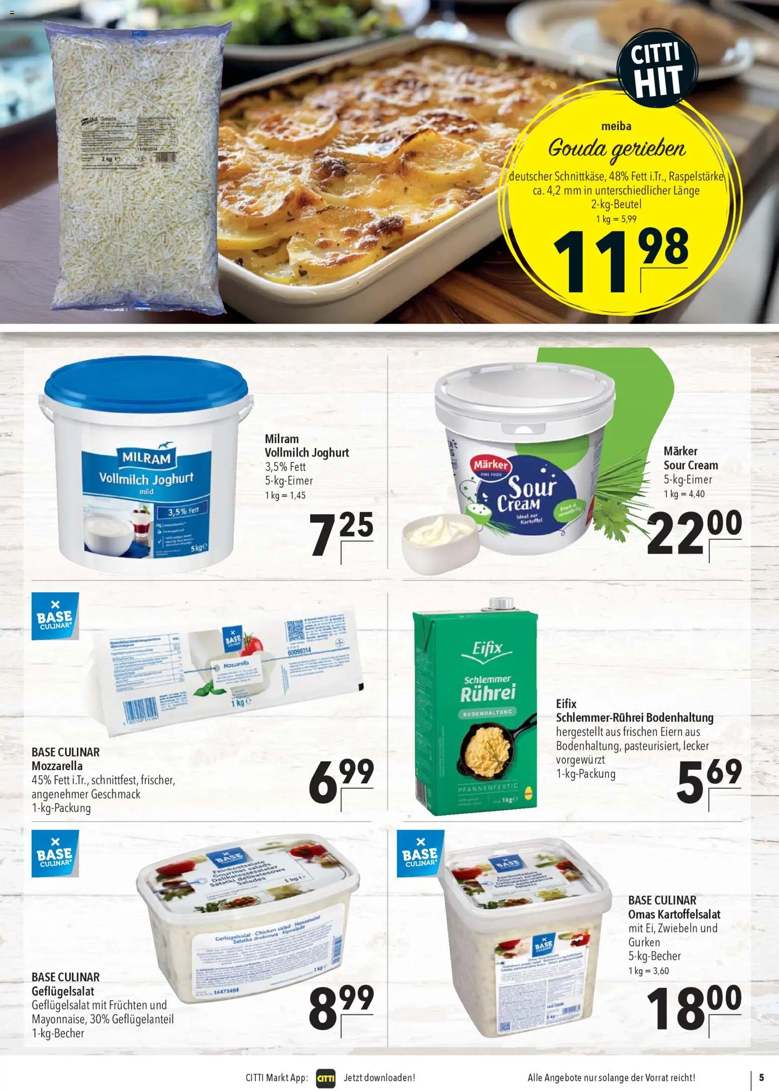 CITTI Markt Aktuelle Angebote für Profis – gültig ab 05.11.2025 | Seite: 5 | Produkte: Joghurt, Mozzarella, Gouda, Milram