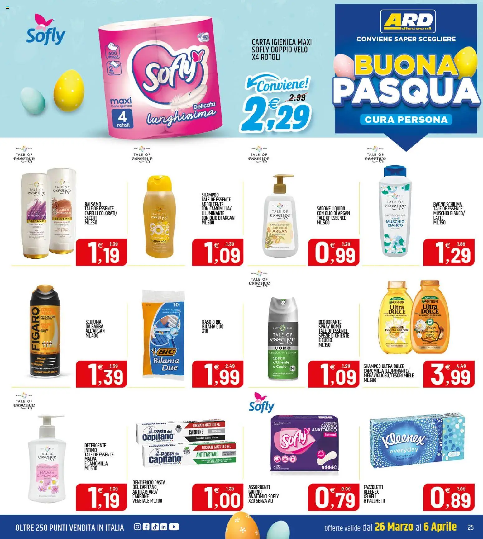 Volantino ARD Discount del 24.03.2026 | Pagina: 25 | Prodotti: Rasoio, Carta igienica, Dentifricio, Pasta