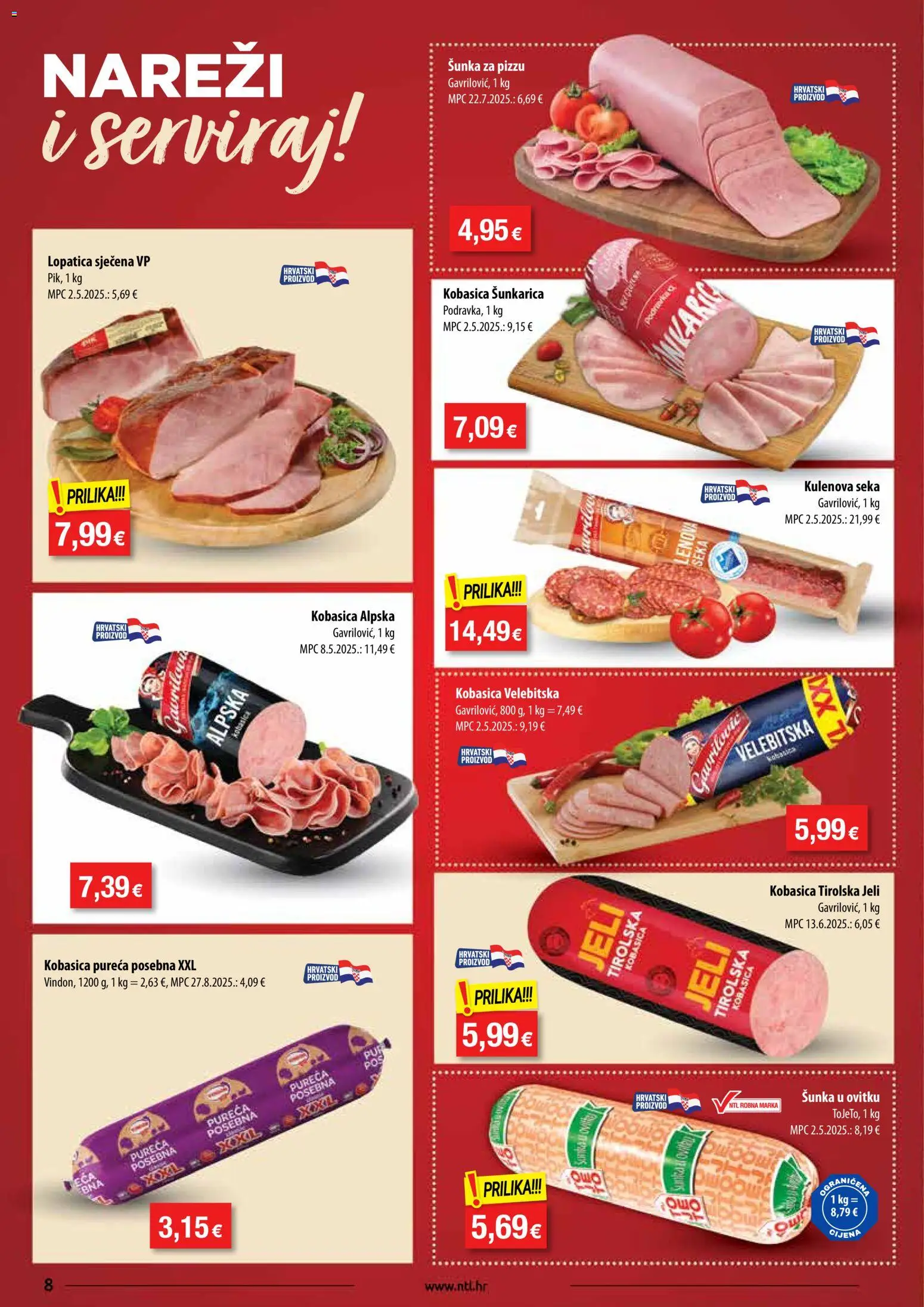 NTL katalog | vrijedi od 22.10.2025 | Stranica: 8 | Proizvodi: Šunka, Kobasica, Lopatica
