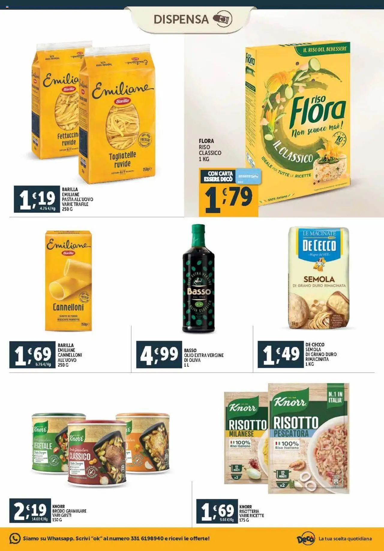 Volantino Decò del 03.10.2025 | Pagina: 11 | Prodotti: Tagliatelle, Olio, Pasta, Forno