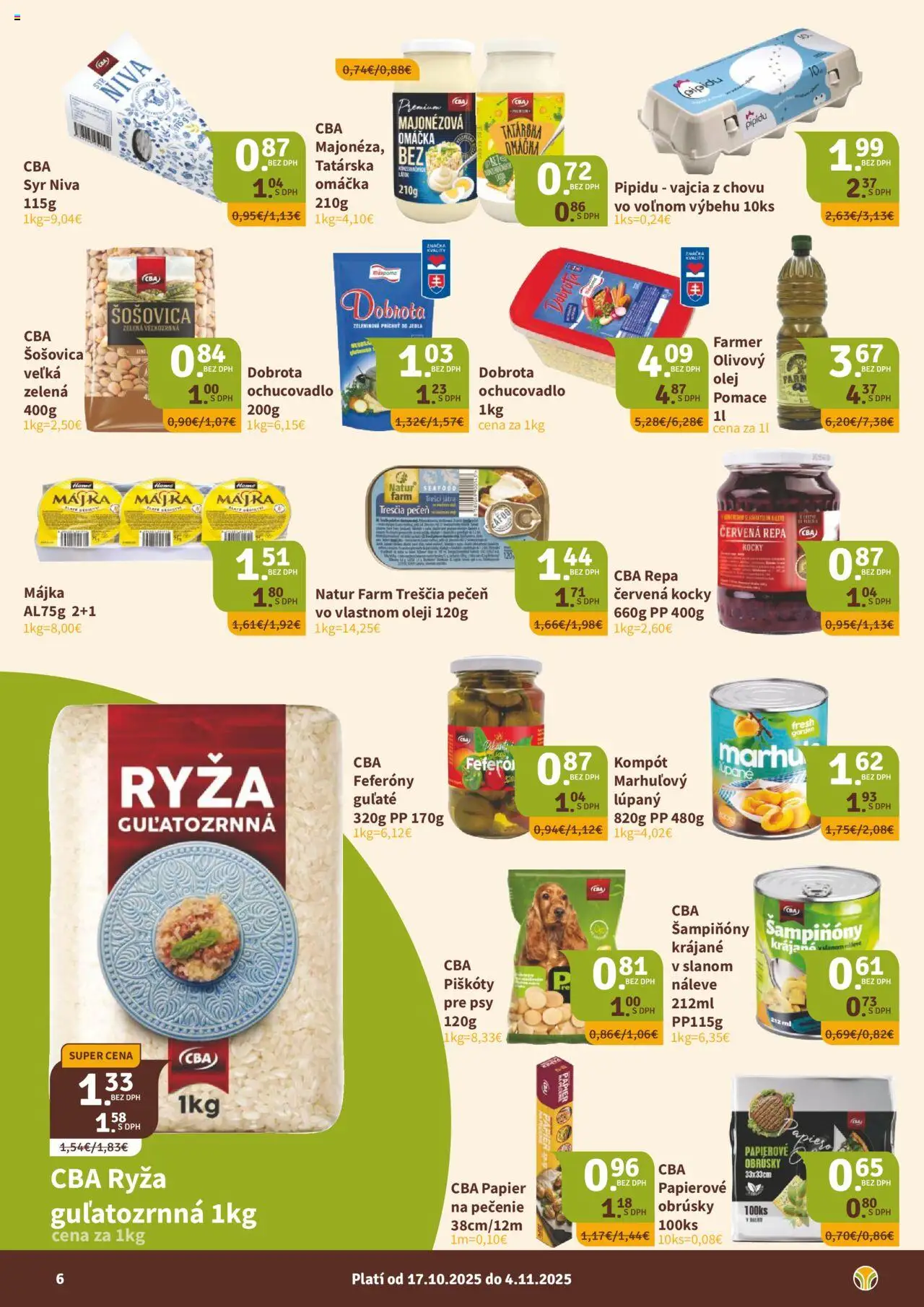 Nové Nitrazdroj akcie – leták je platný od 17.10.2025 | Strana: 6 | Produkty: Olej, Ryža, Šošovica, Omáčka