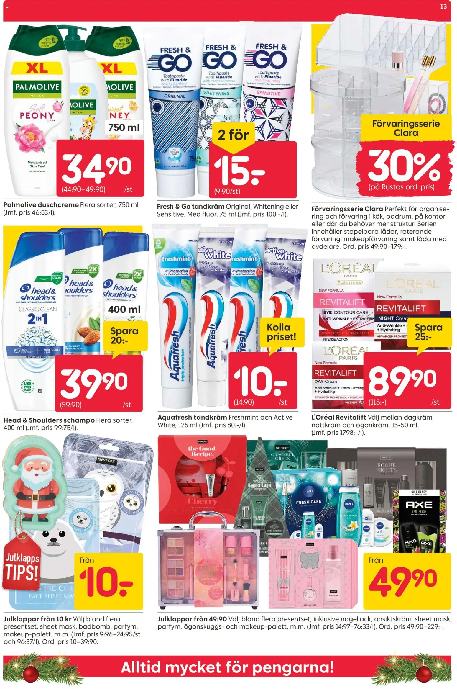Rusta reklamblad aktuell från 08.12.2025 | Sida: 13 | Produkter: Schampo, Tandkräm, Låda, Vin