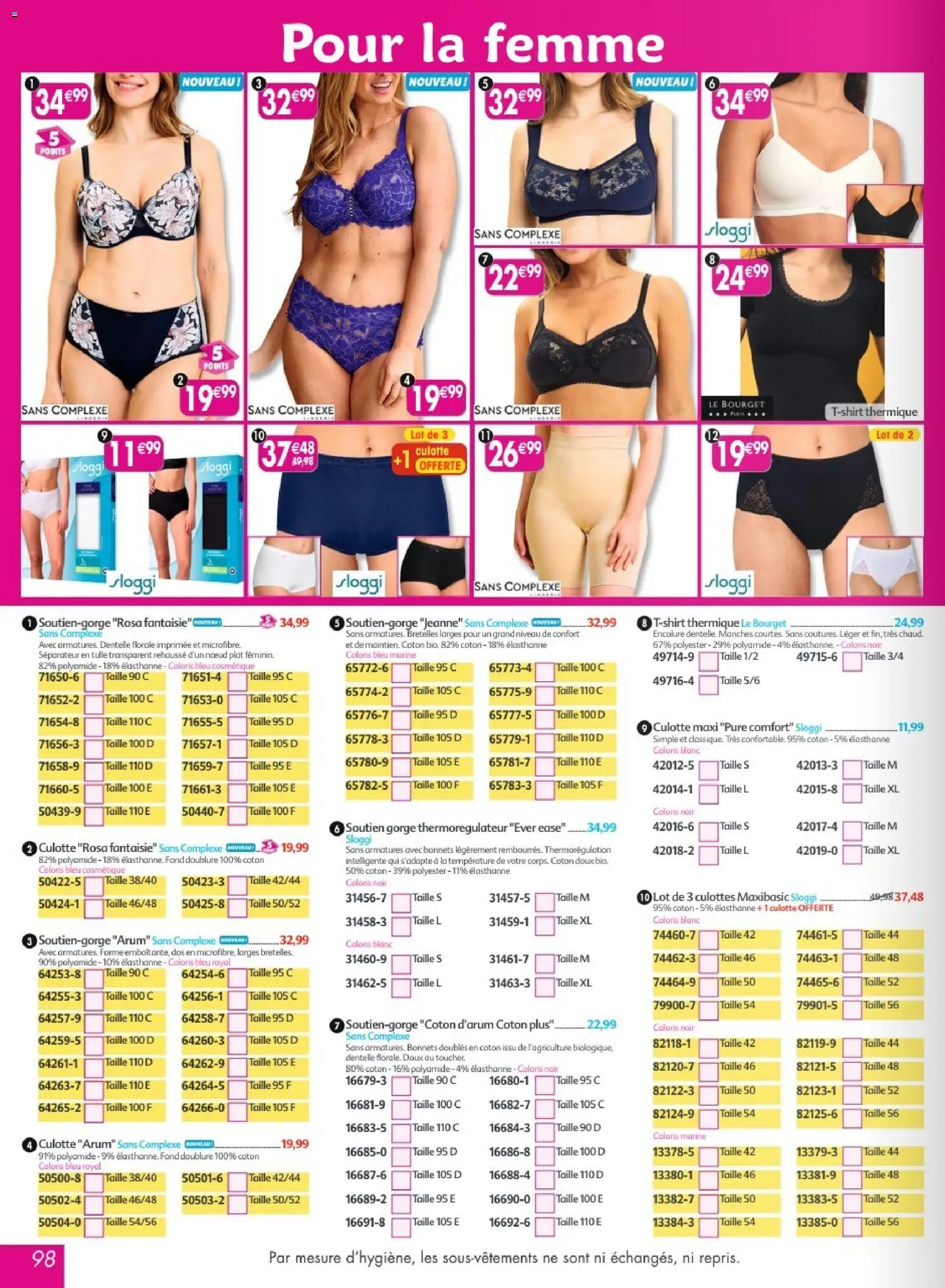 {H1} | Page: 98 | Produits: Coton, Culotte