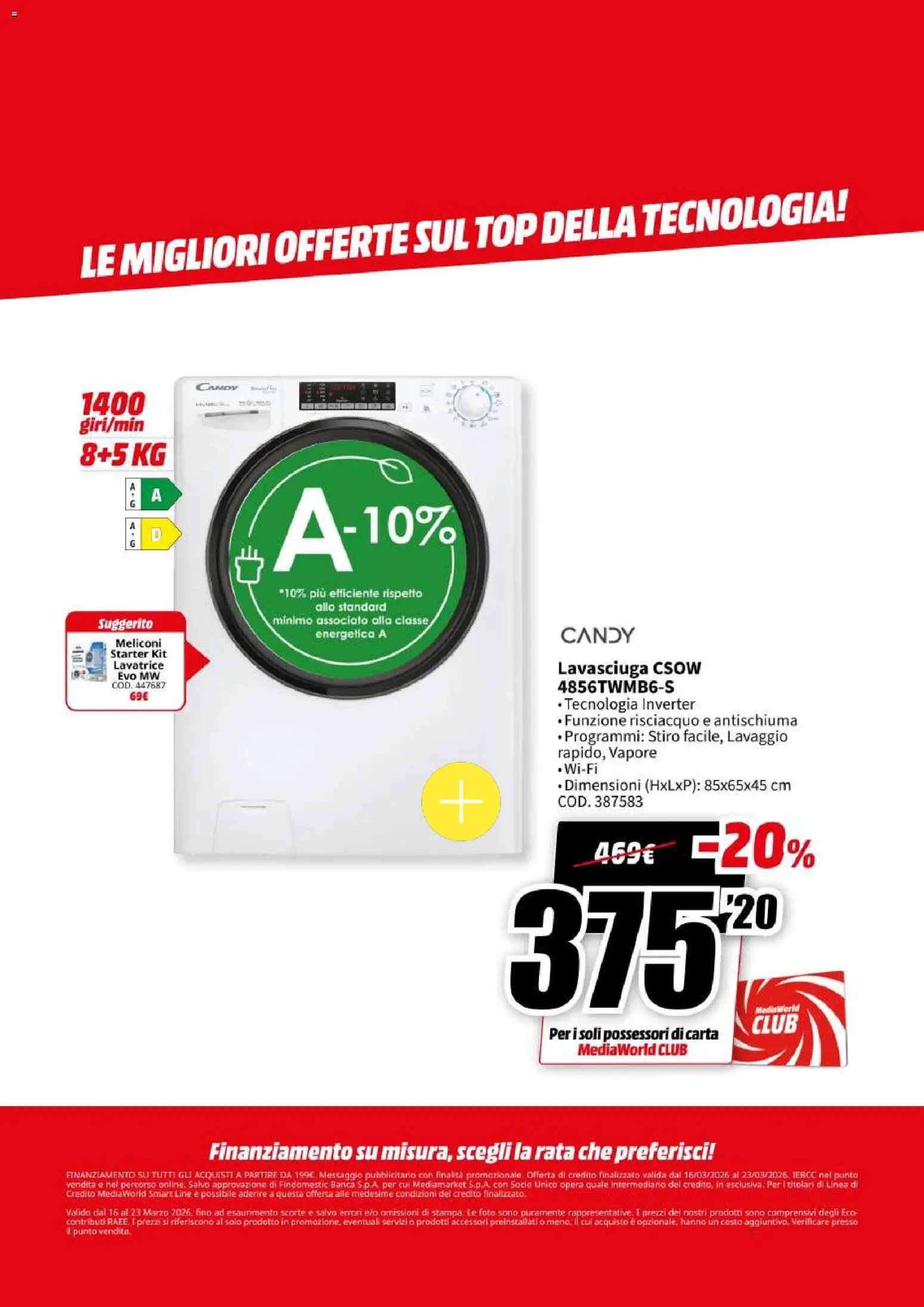 Volantino Media World del 16.03.2026 | Pagina: 49 | Prodotti: Lavasciuga, Top, Lavatrice, Stampa