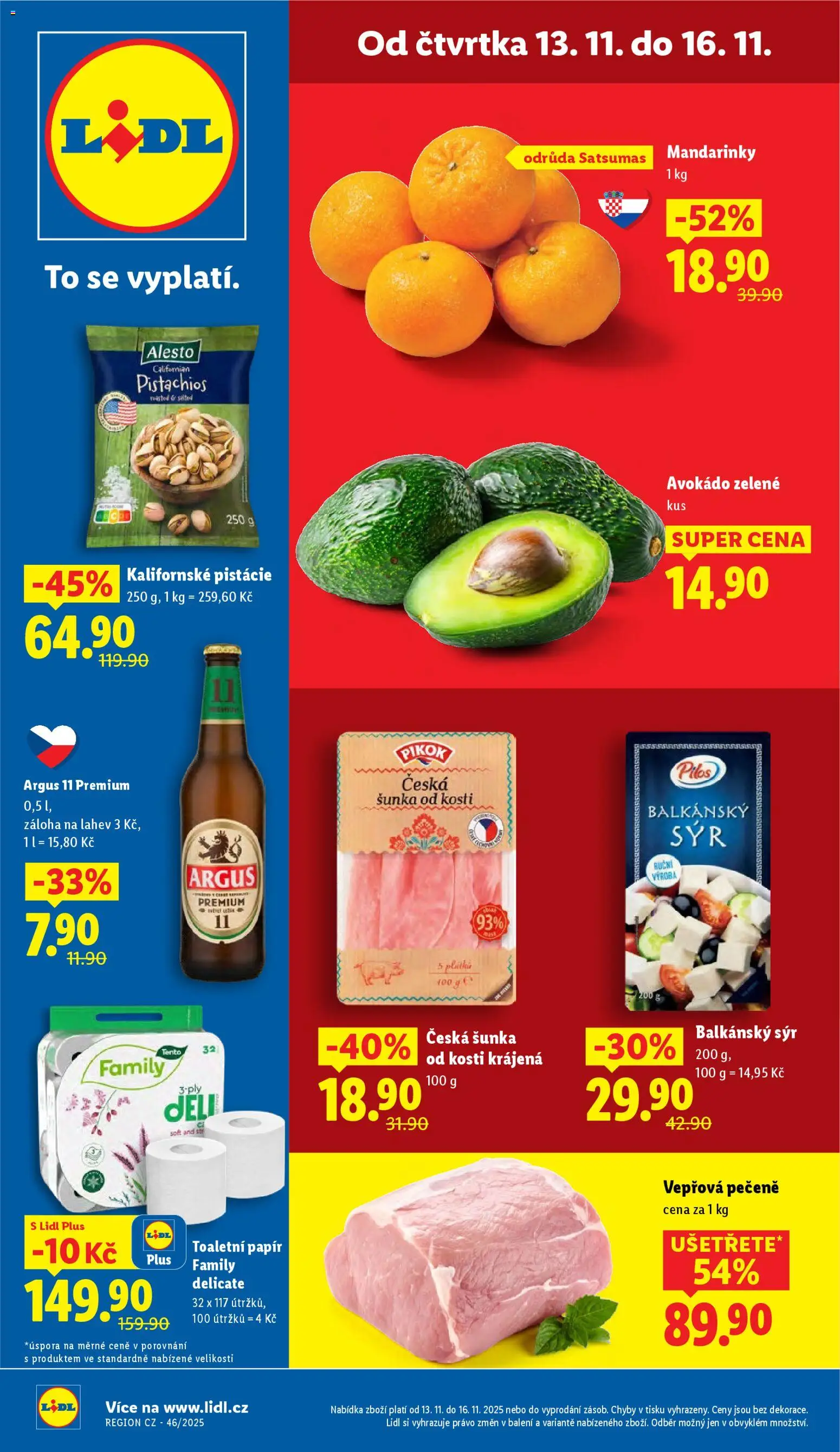 Lidl leták od 13.11.2025 | Strana: 1 | Produkty: Toaletní papír, Avokádo, Láhev, Pikok