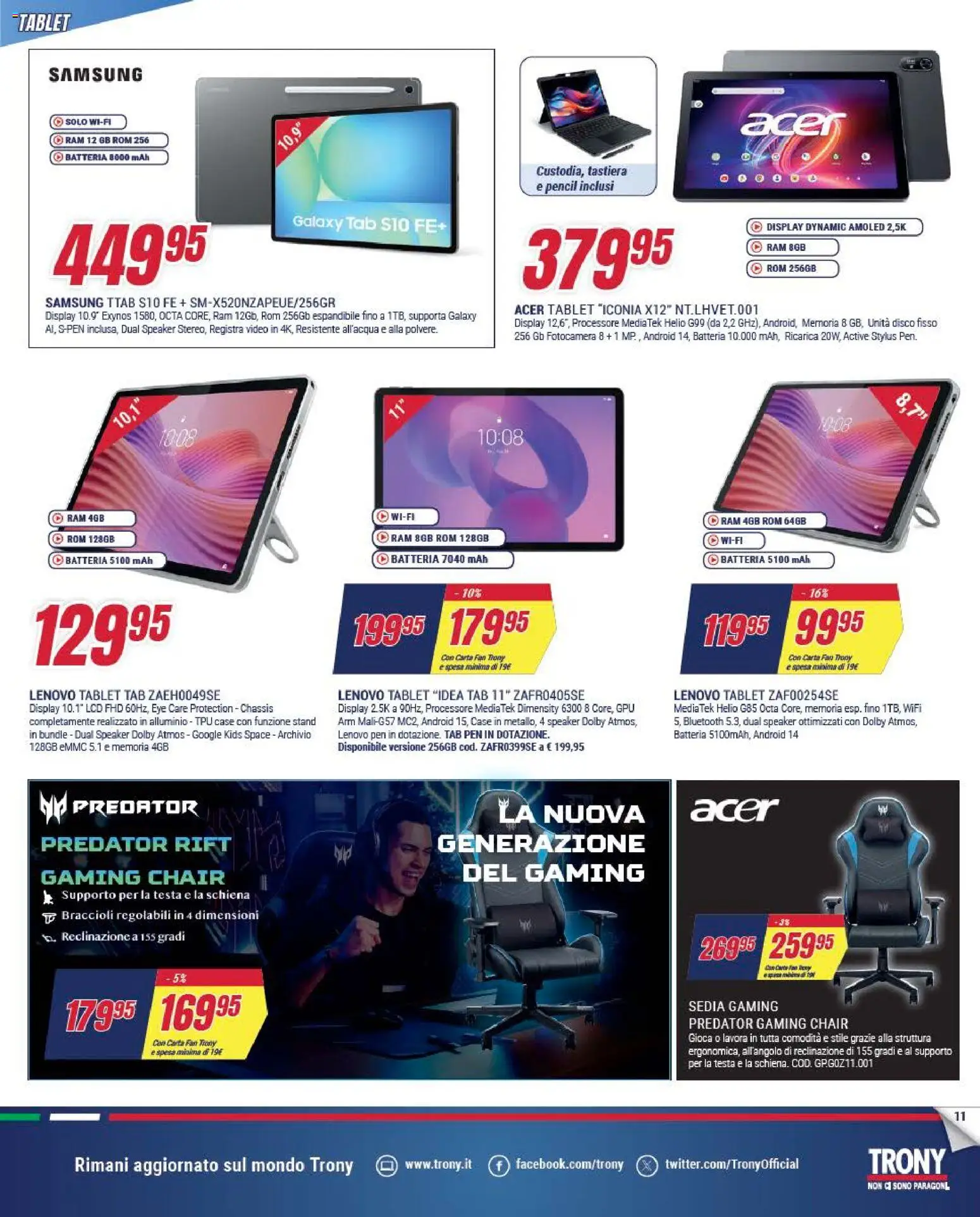 Volantino Trony del 27.12.2025 | Pagina: 11 | Prodotti: Braccioli, Tastiera, Video, Speaker