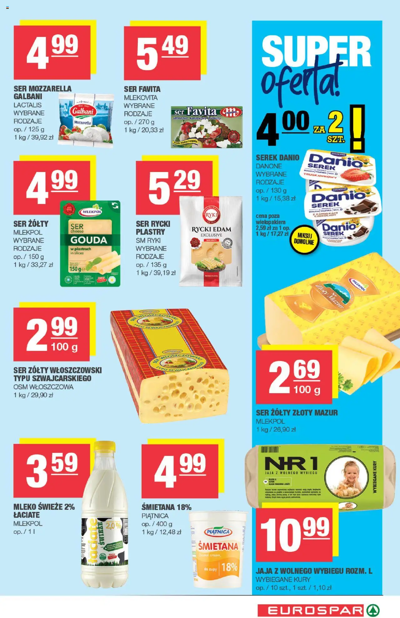 Spar Gazetka - Eurospar od 22.10.2025 | Strona: 5 | Produkty: Ser favita, Ser, Śmietana, Jaja