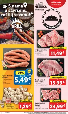 Lidl katalog | vrijedi od 10.07.2025 | Stranica: 2 | Proizvodi: Roštilj, Janjetina, Šampinjoni, Kobasica