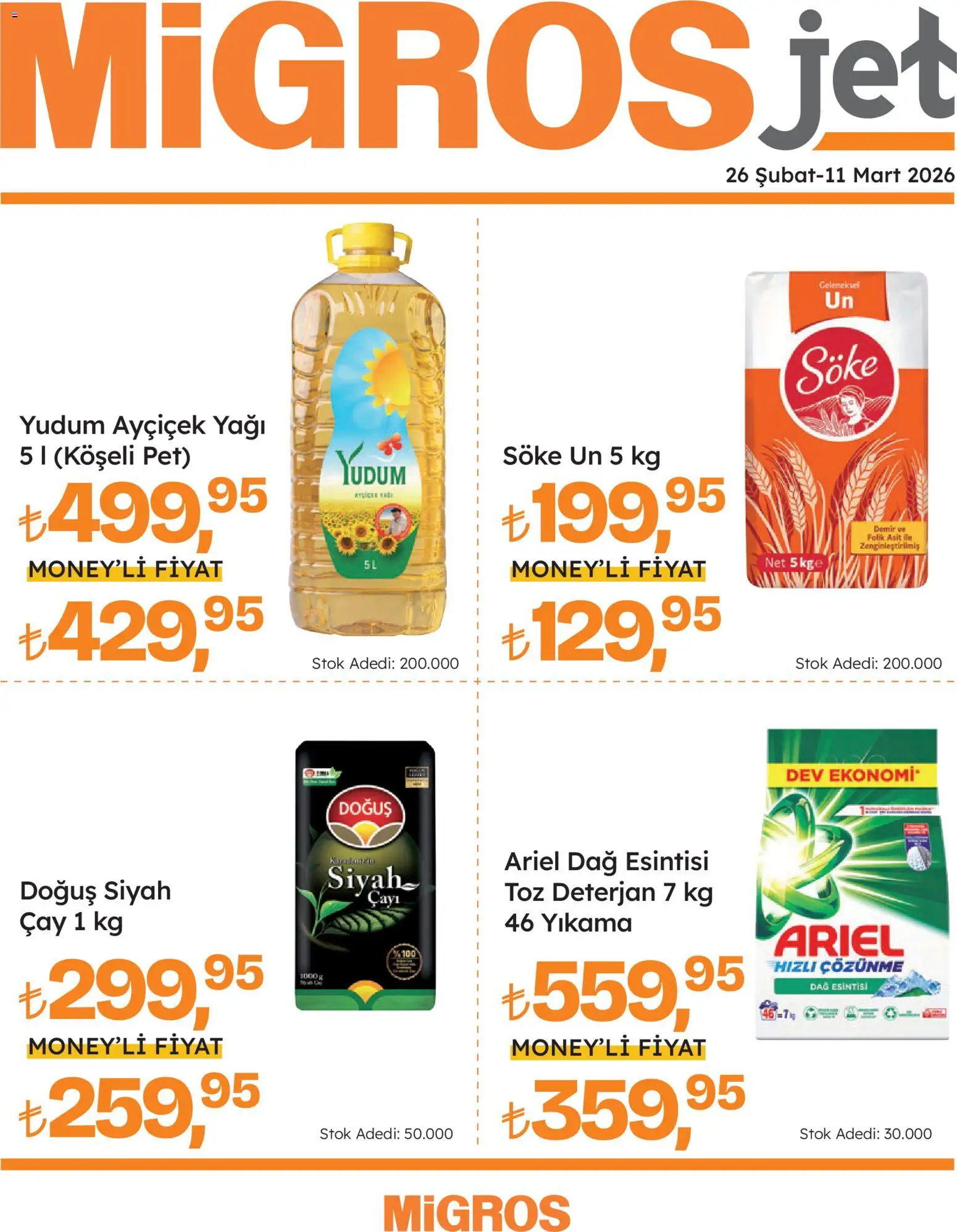 Migros Katalog - Migros Jet Dijital - 26.02.2026 tarihinden itibaren geçerlidir | Sayfa: 1 | Ürünler: Deterjan, Çay