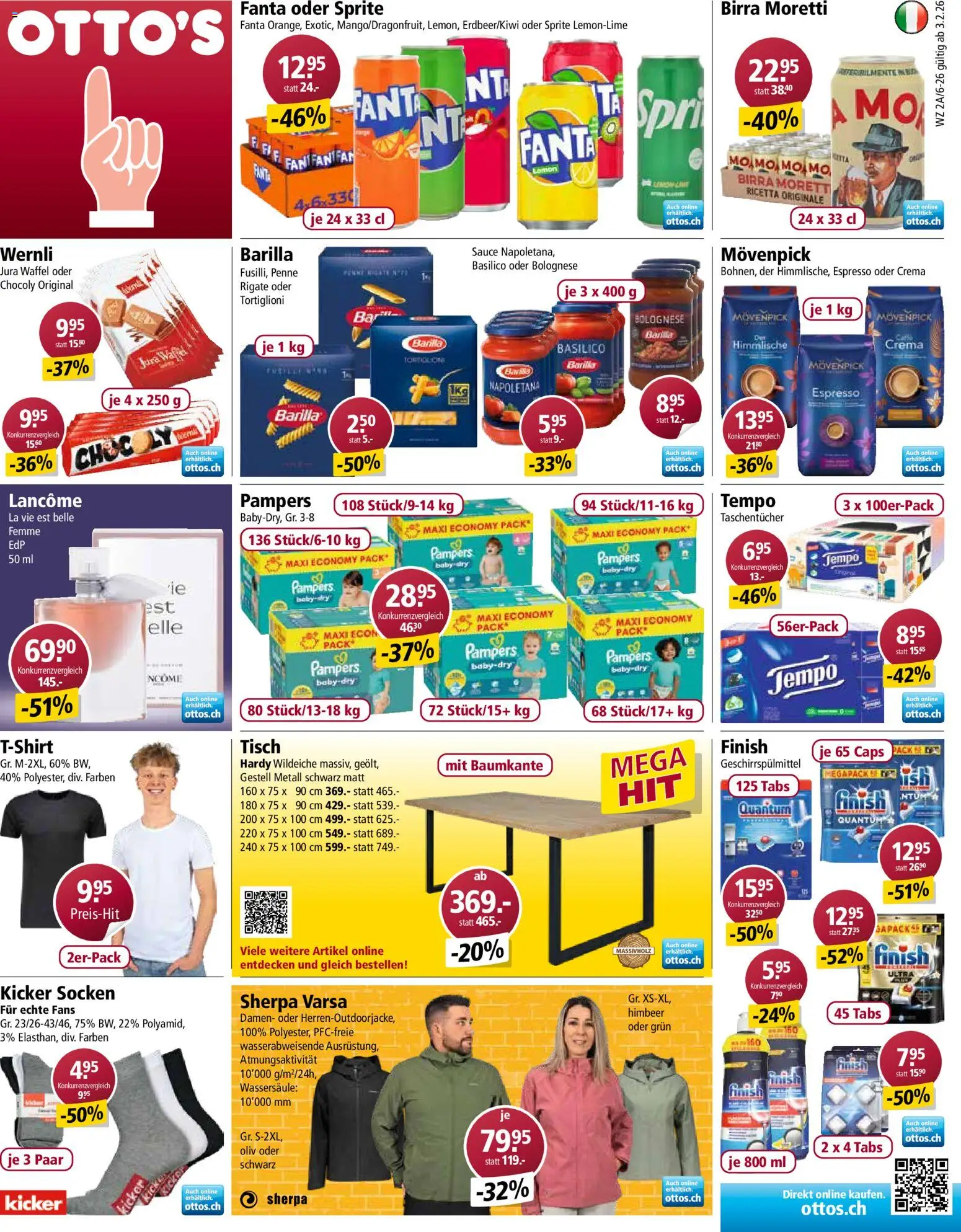 Otto's Aktionen – gültig ab 03.02.2026 | Seite: 1 | Produkte: Jura, Tisch, Geschirrspülmittel, Pampers