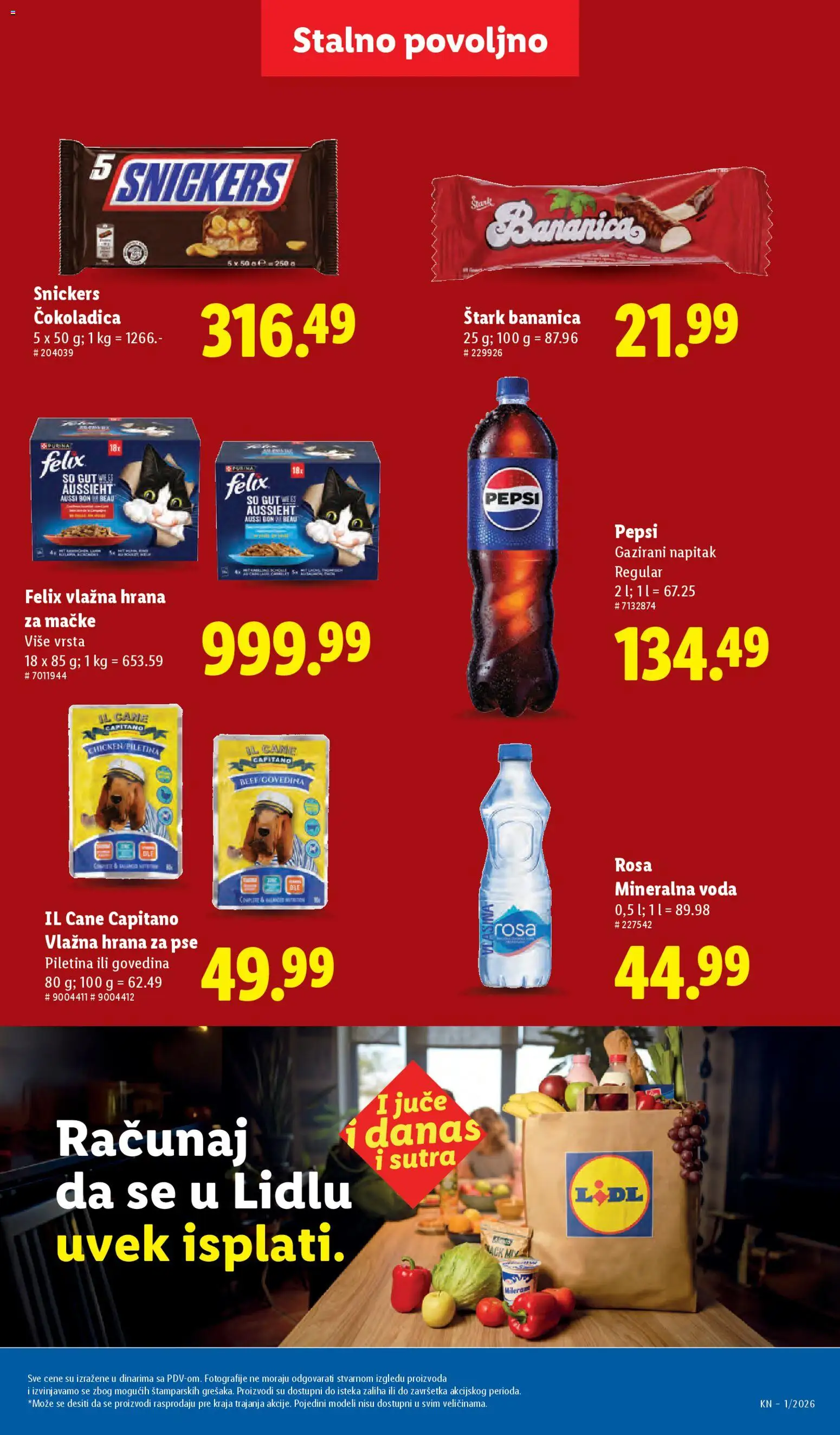 Lidl katalog - važi od 02.01.2026 | Strana: 37 | Proizvode: Hrana za pse, Hrana za mačke, Voda, Piletina