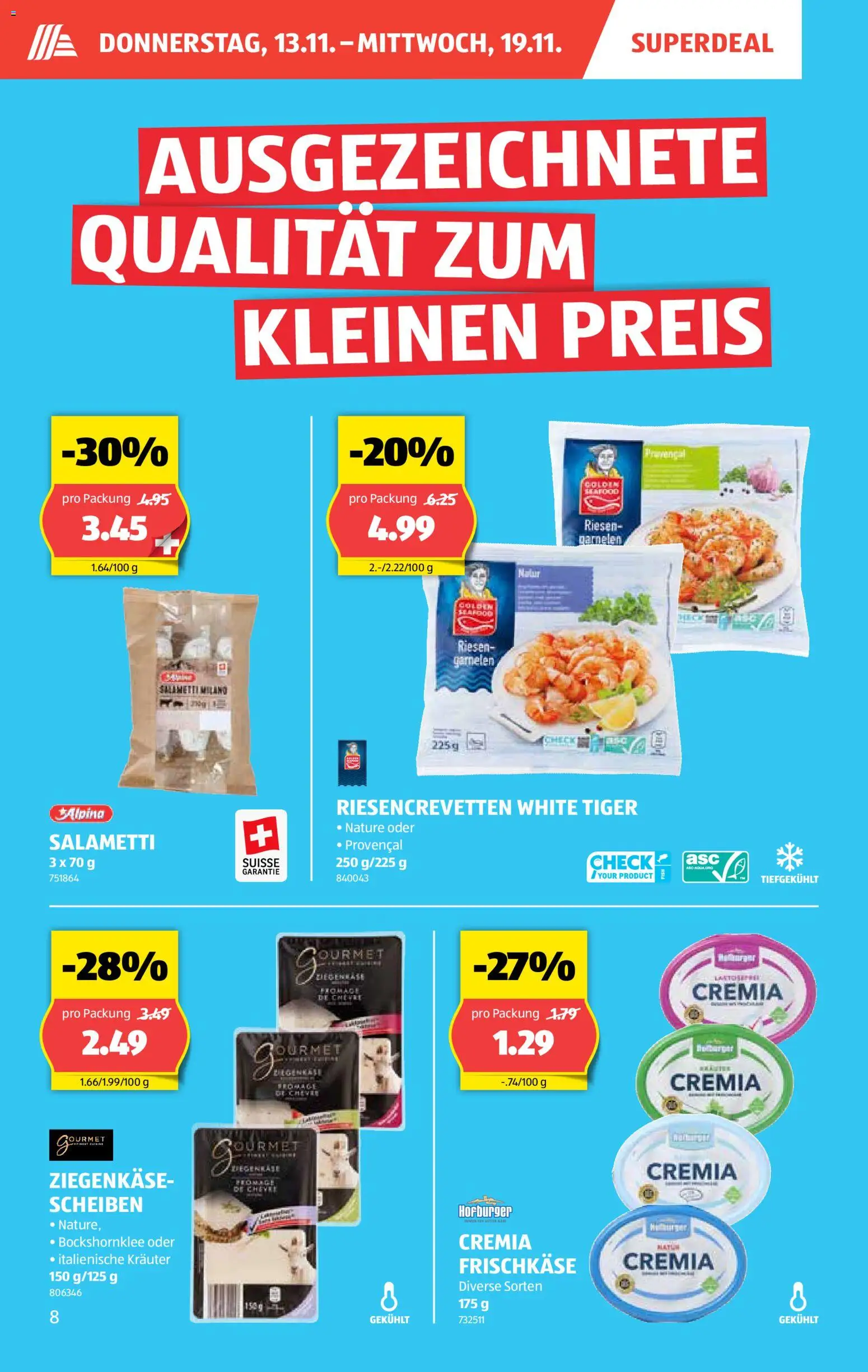 Aldi Aktionen – gültig ab 13.11.2025 | Seite: 9 | Produkte: Ziegenkäse, Garnelen