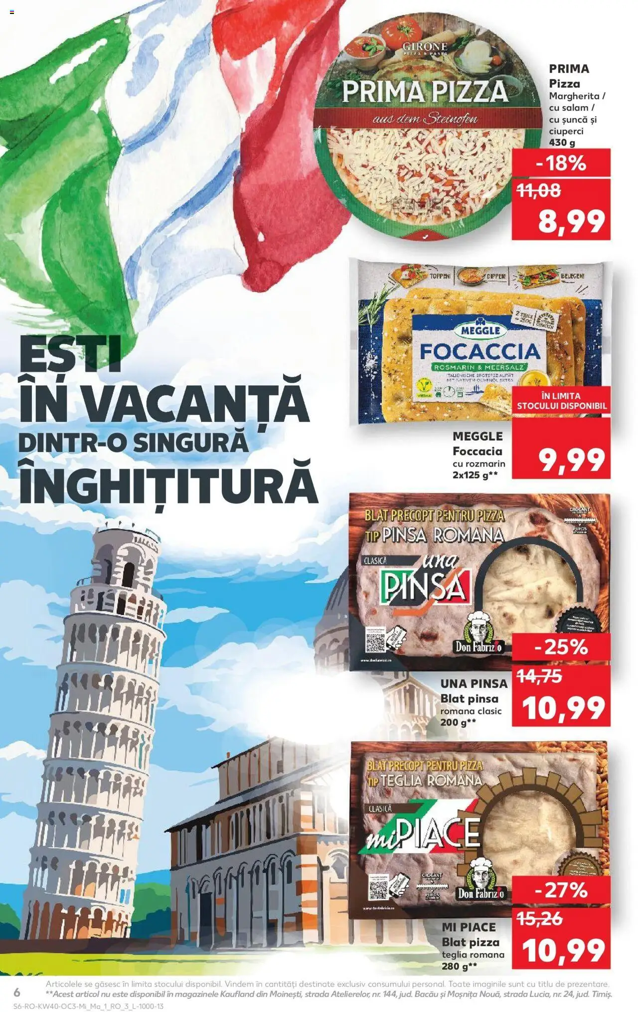 Noul catalog Kaufland – valabil de la 01.10.2025 | Pagină: 6 | Produse: Ciuperci, Salam, Șuncă, Pizza