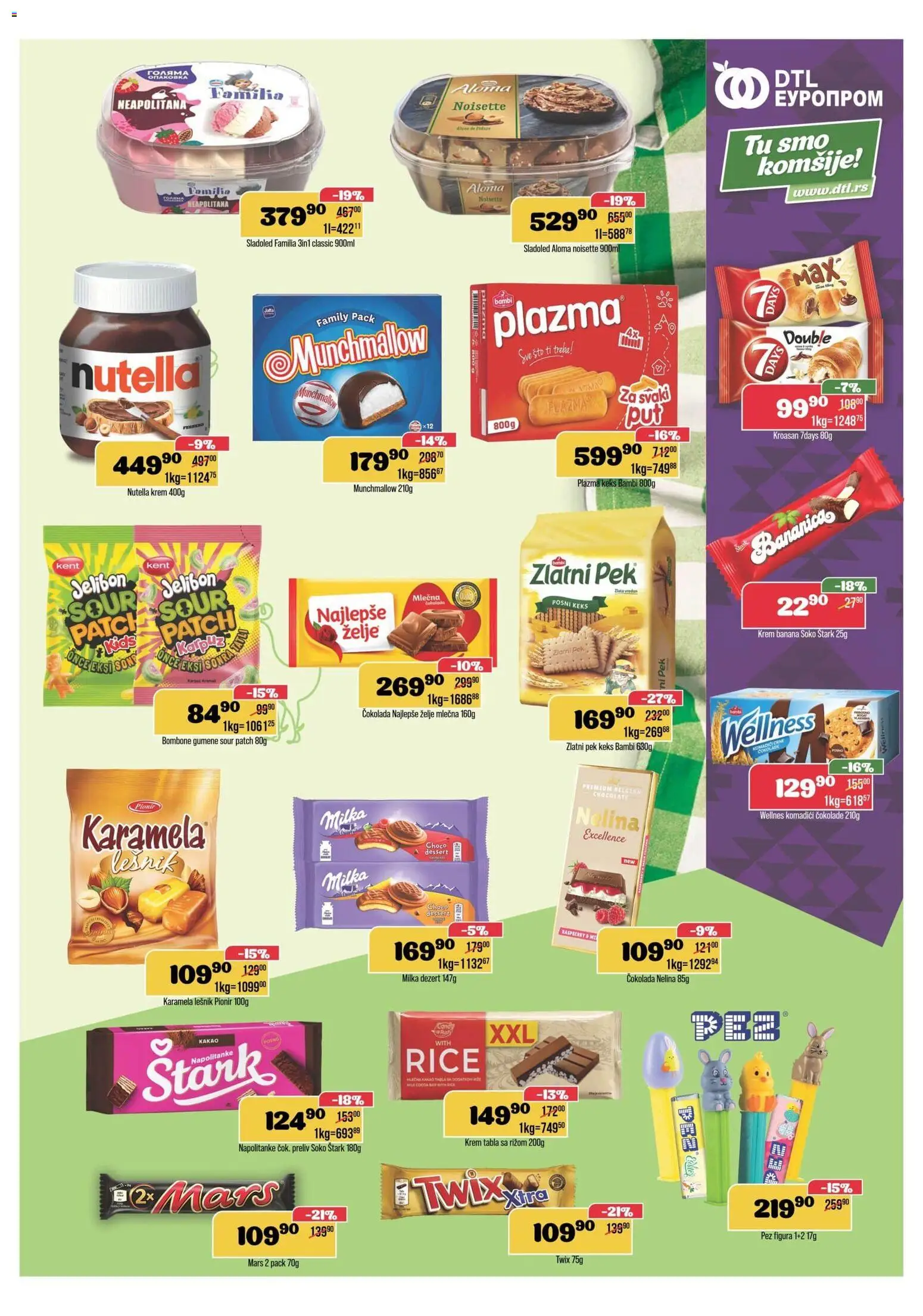 Europrom katalog - važi od 11.03.2026 | Strana: 7 | Proizvode: Banana, Bombone, Milka, Napolitanke